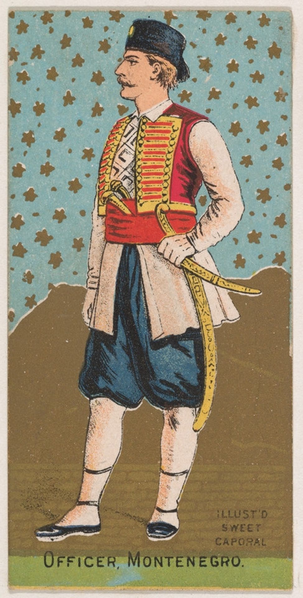 Officer, Montenegro, from the Military Series (N224) issued by Kinney Tobacco Company to promote Sweet Caporal Cigarettes by Kinney Brothers Tobacco Company