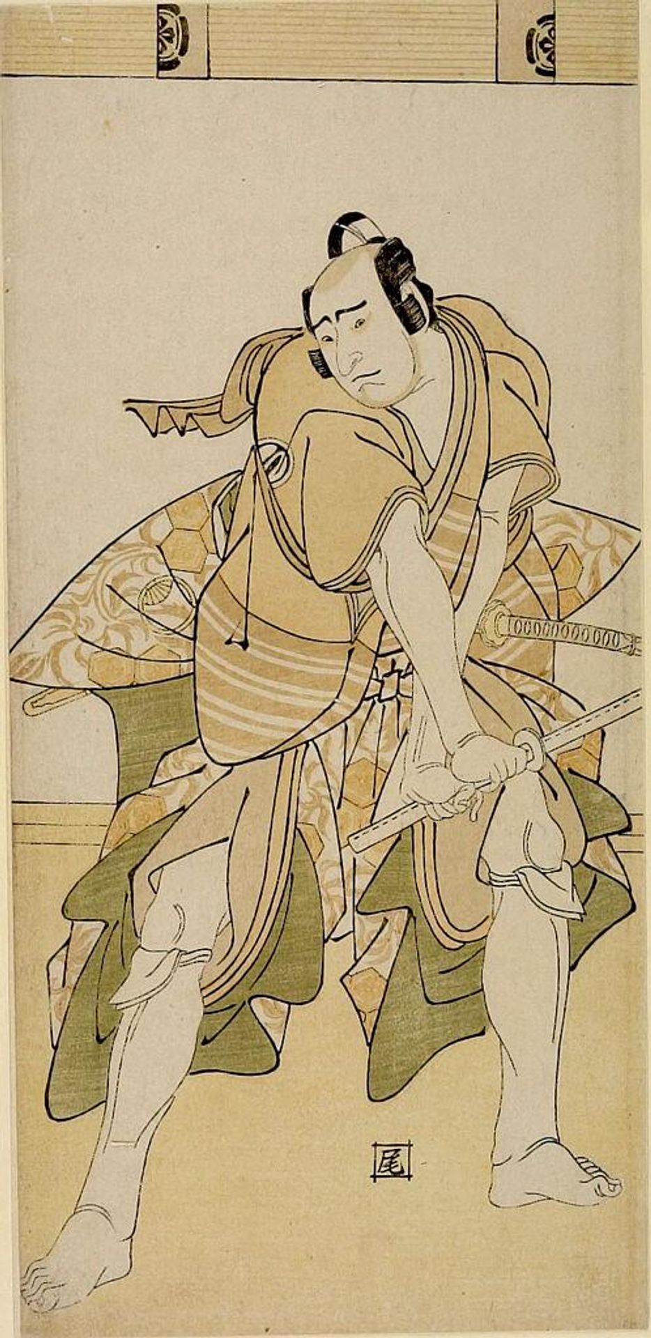 Actor TAKINAKA KASSEN PRACTISING GEKEN by Katsukawa ShunkÅ