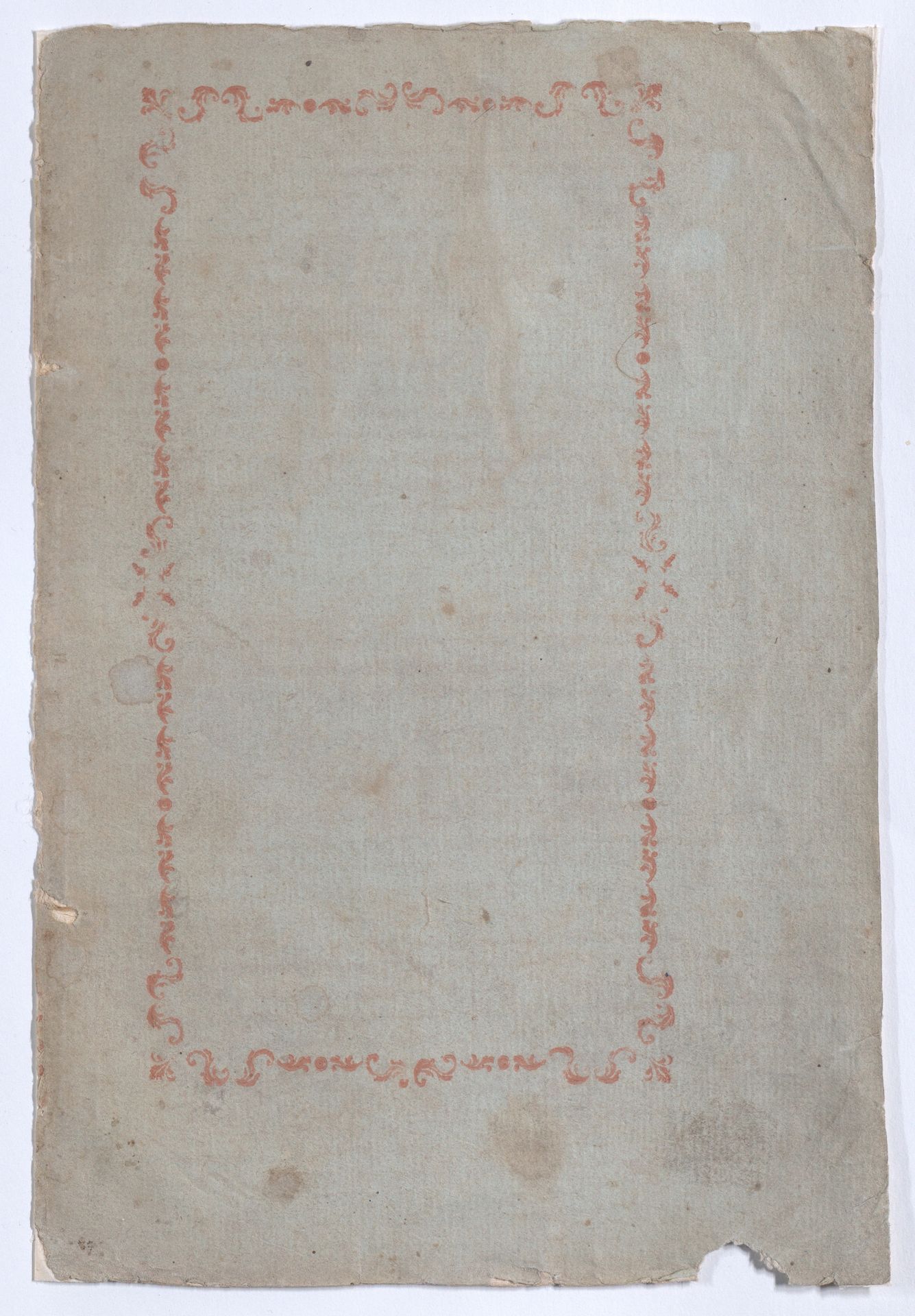 Sheet with red rectangular design by Anonymous