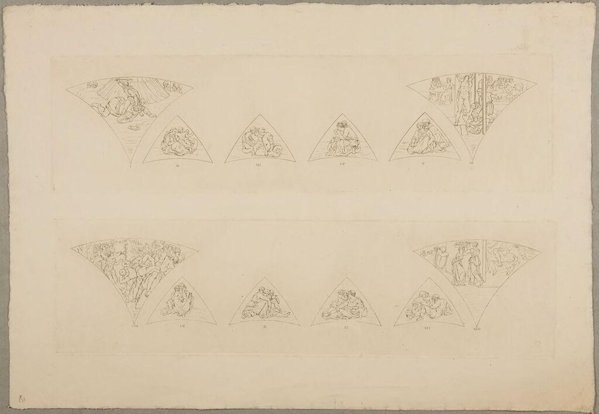 Outline of Twelve of the Frescoes Wanting in No. I by Domenico Cunego