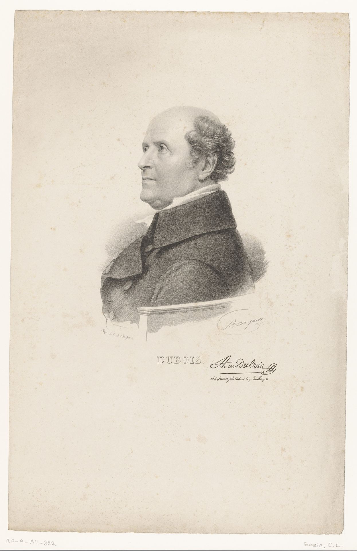 Portret van de chirurg Antoine Dubois by Charles Louis Bazin