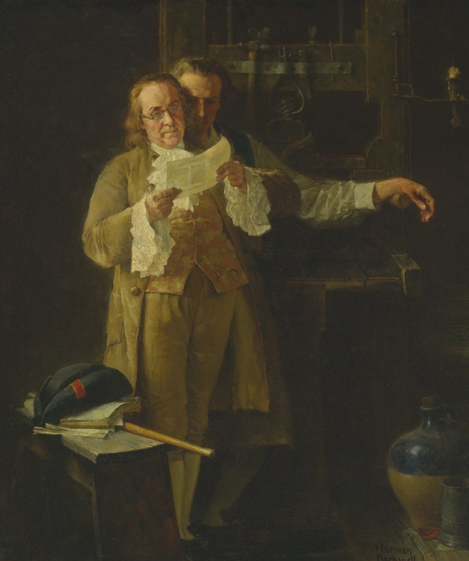 Freedom of the Press; Poor Richard’s Almanac by Norman Rockwell