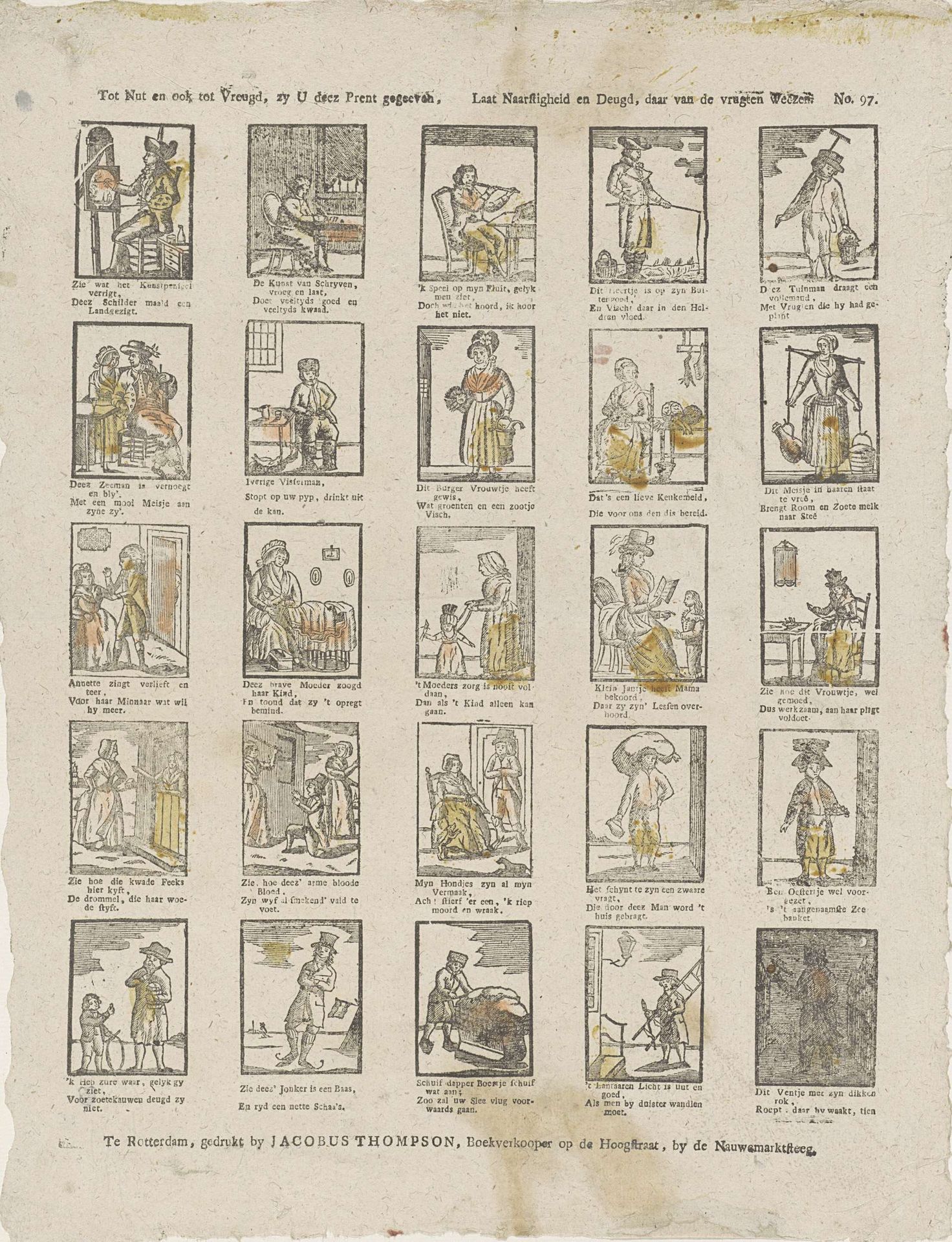 Tot nut en ook tot vreugd, zy u deez prent gegeven, / Laat naarstigheid en deugd, daar van de vrugten weezen by Jacobus Thompson