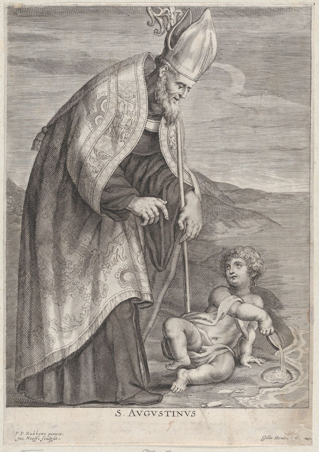 Saint Augustine, appearing to a child on a beach by Jacobus Neefs