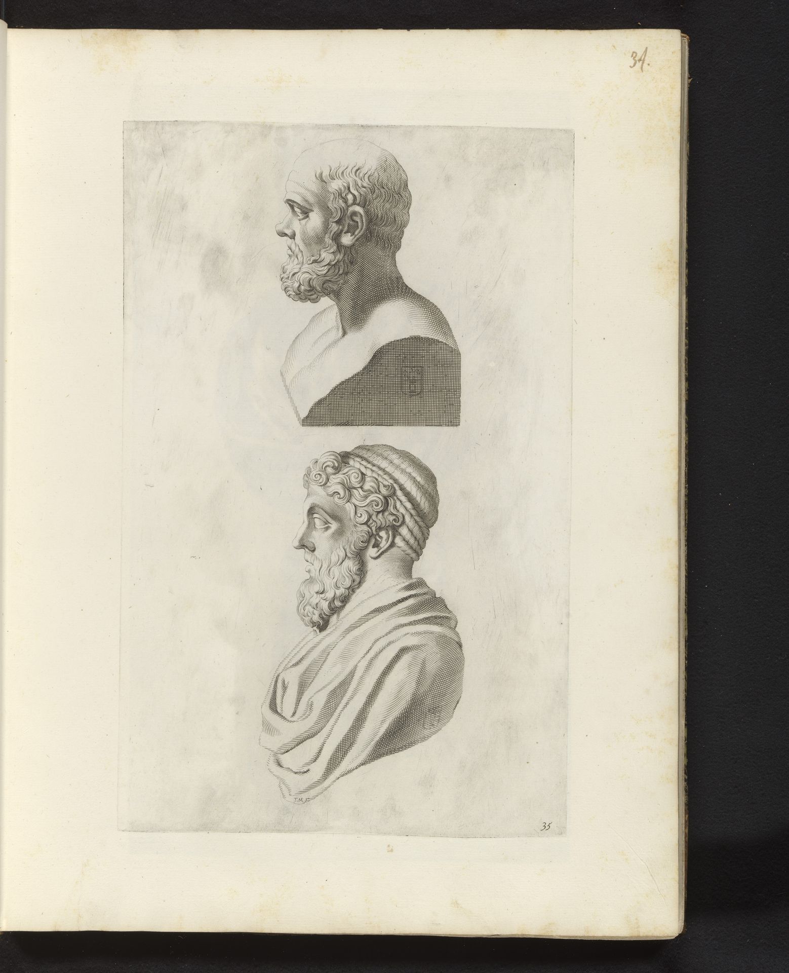 Bustes van Plato en Socrates by Theodor Matham