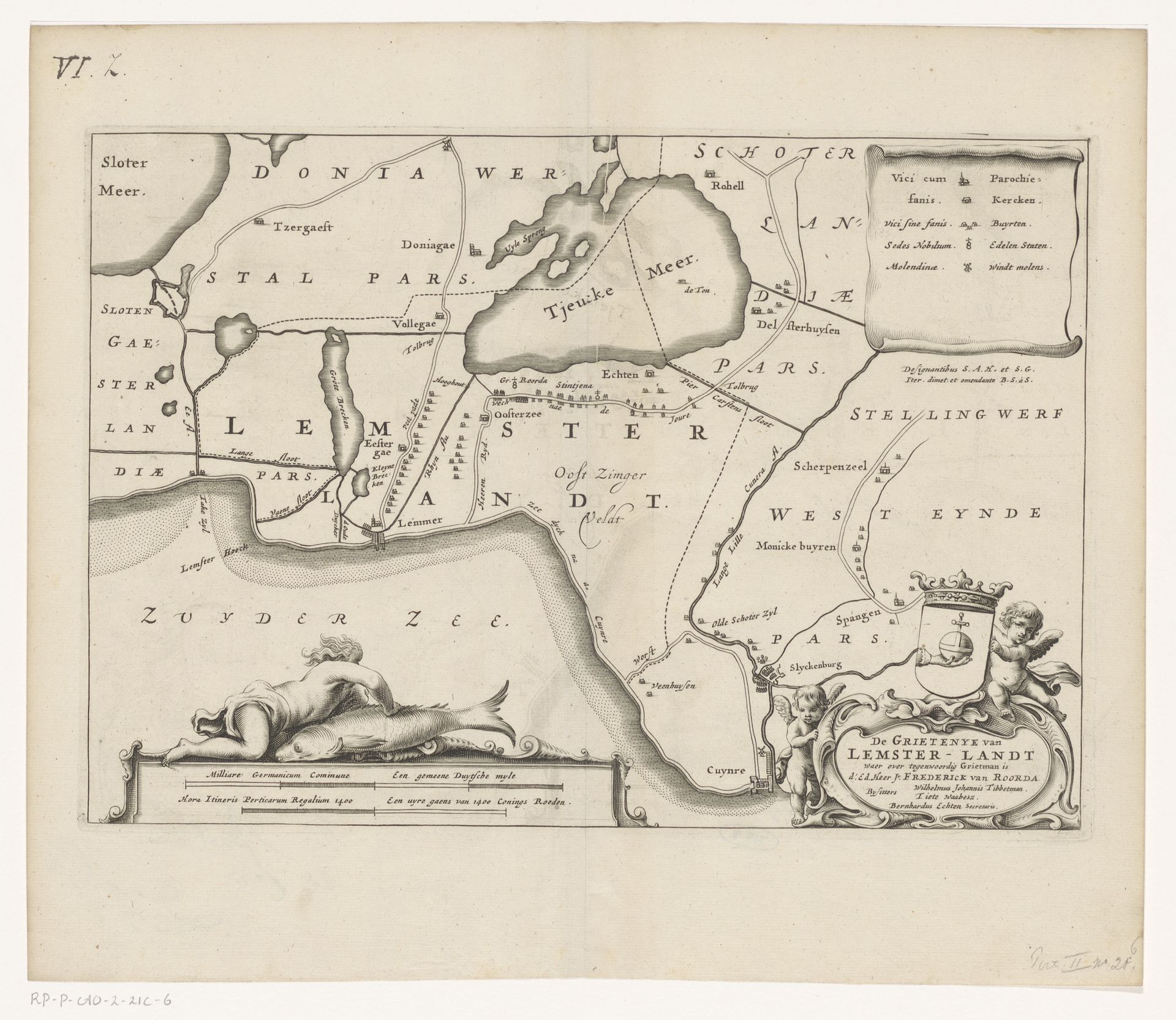 Kaart van de grietenij Lemsterland by Jacob van Meurs