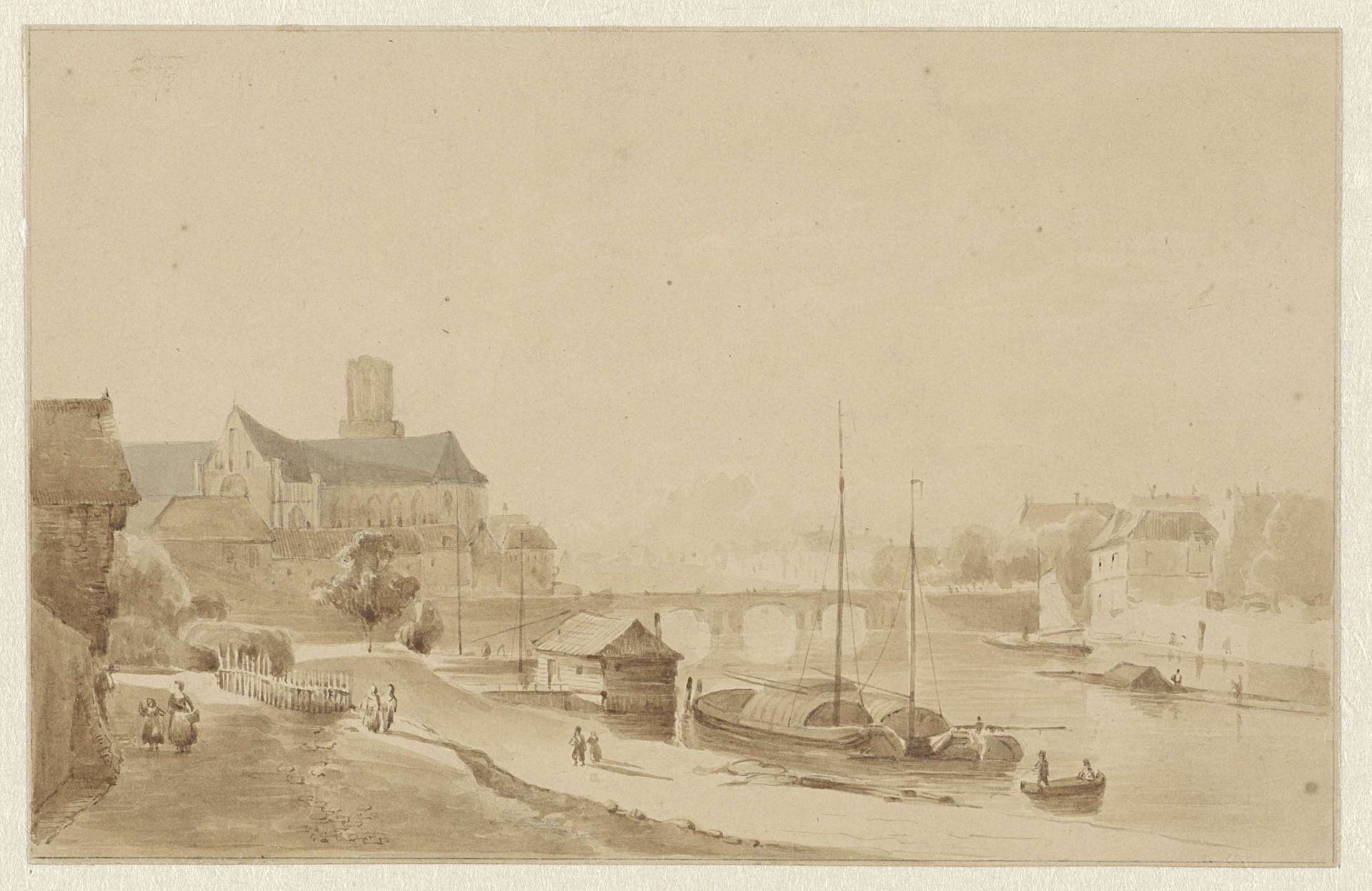 Stad aan een rivier by Kasparus Karsen