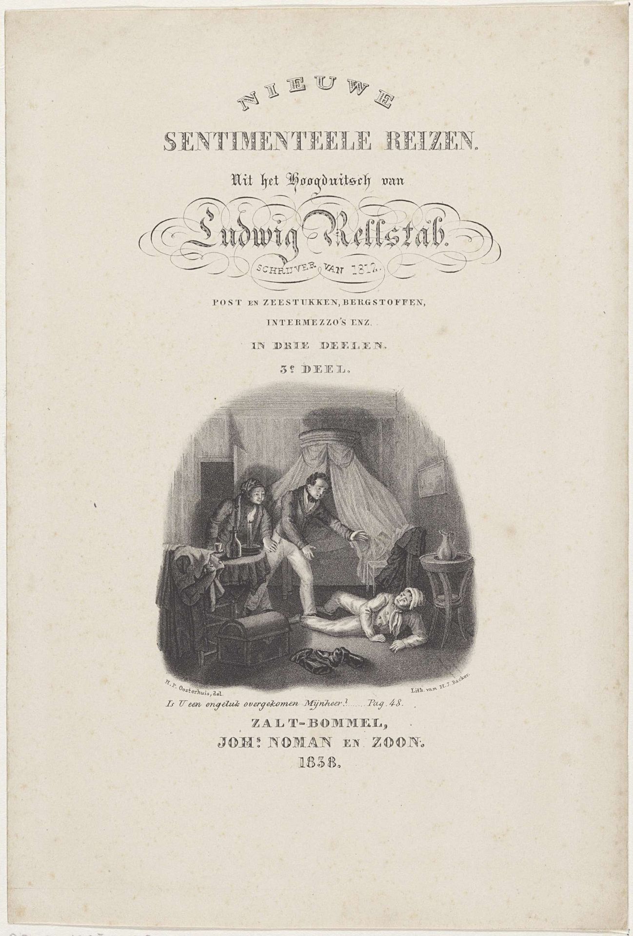 Slaapkamer met gevallen man by Haatje Pieters Oosterhuis