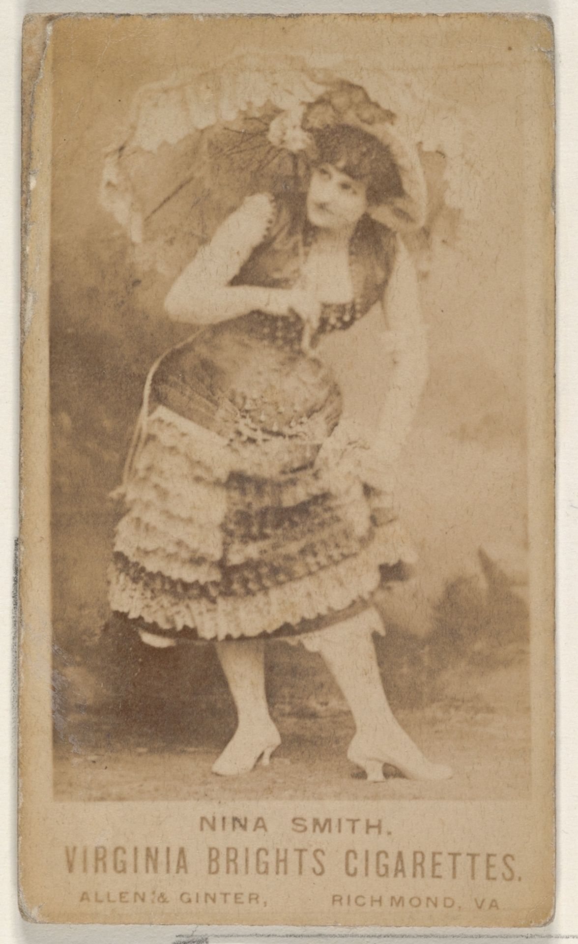Nina Smith, from the Actors and Actresses series (N45, Type 1) for Virginia Brights Cigarettes by Allen & Ginter