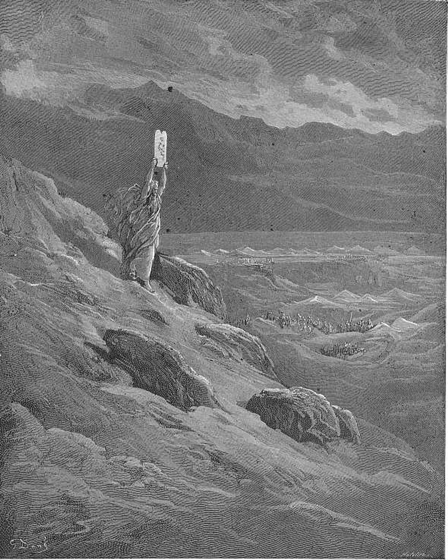 The beseech That Moses might report to them his will And terror cease by Gustave Dore