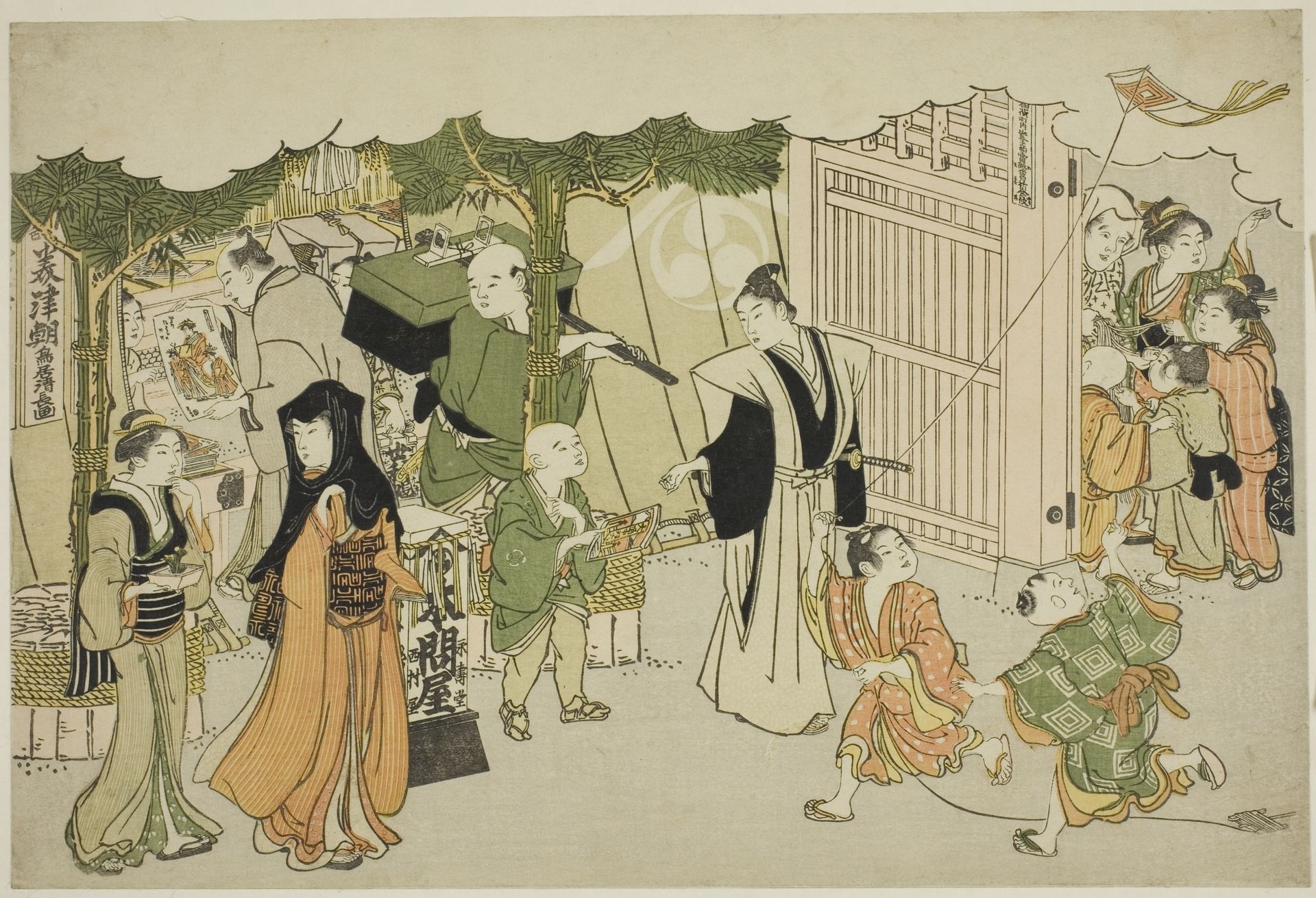 The First Day of Business (Akinai hajime), from the illustrated book "Colors of the Triple Dawn (Saishiki mitsu no asa)" by Torii Kiyonaga