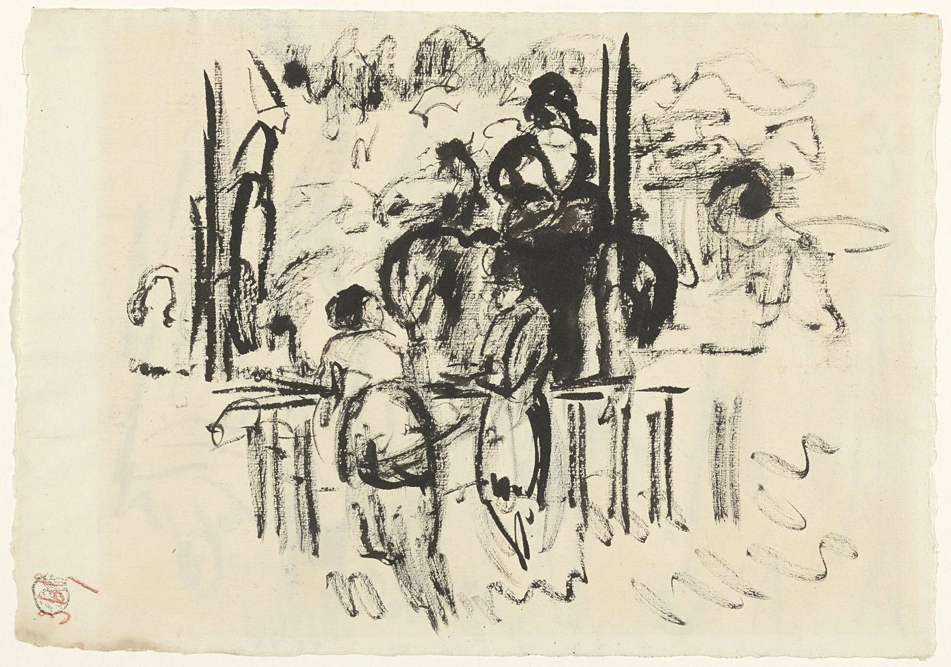 Toeschouwers in gesprek op de renbaan te Boitsfort by Rik Wouters