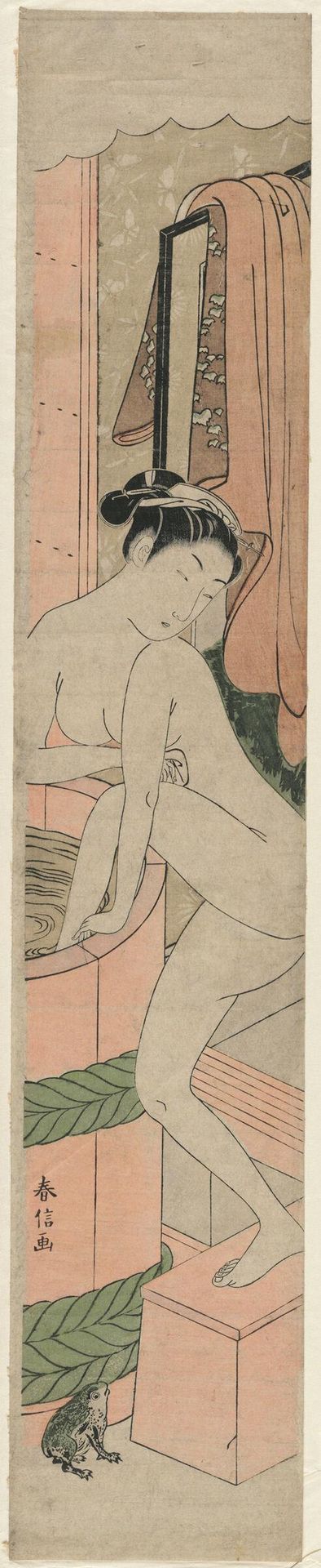 Woman Entering Bath by Suzuki Harunobu 鈴木春信