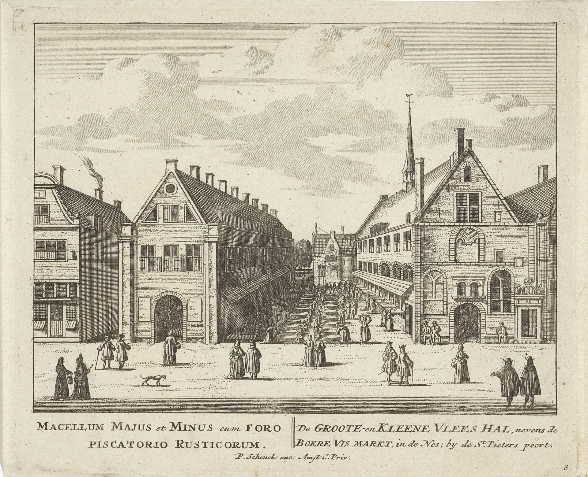 Gezicht op de Grote en Kleine Vleeshal aan de Nes te Amsterdam by Anonymous