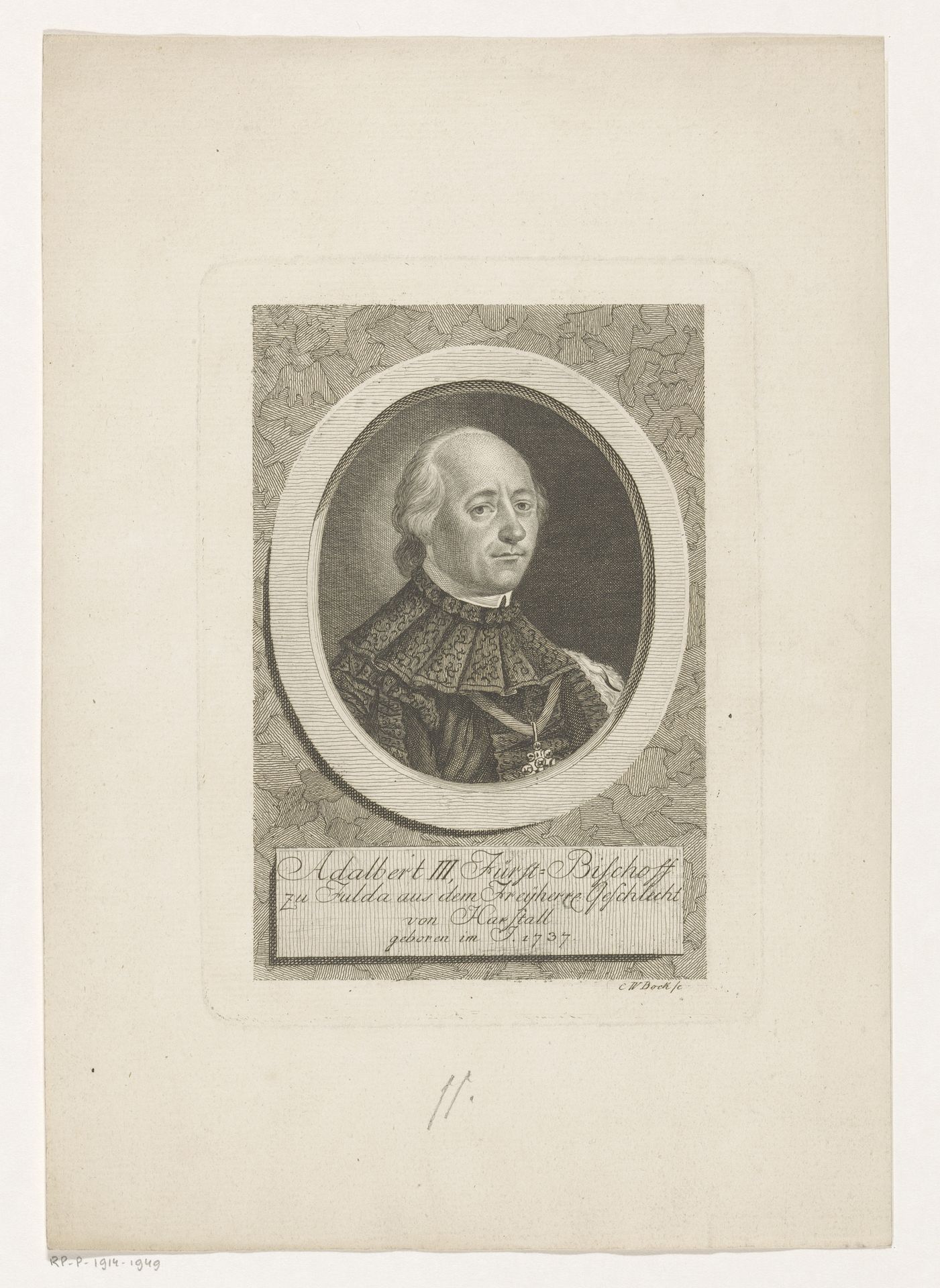 Portret van Adalbert III, vorst-bisschop van Fulda by Christoph-Wilhelm Bock