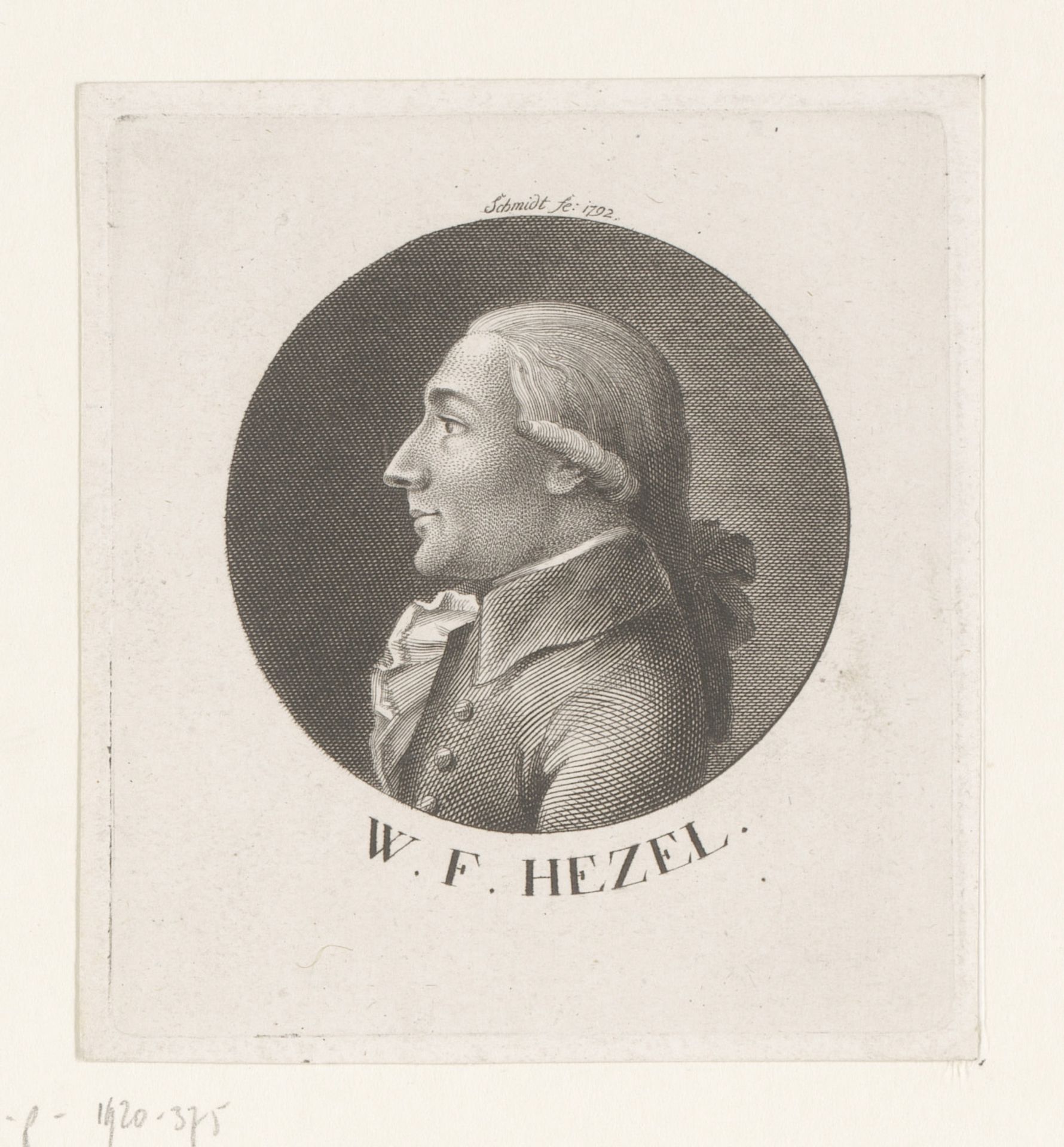 Portret van Wilhelm Friedrich Hezel by Georg Christoph Schmidt