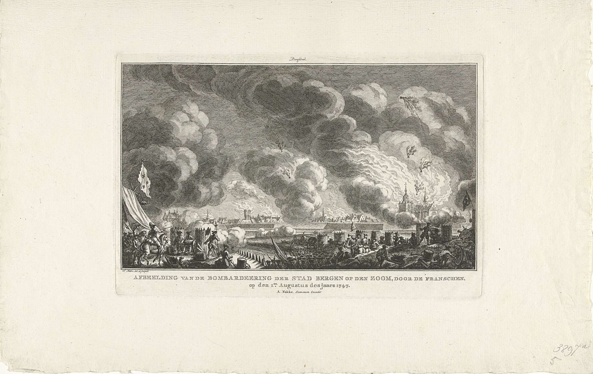 Bombardement van Bergen op Zoom, 1747 by Simon Fokke
