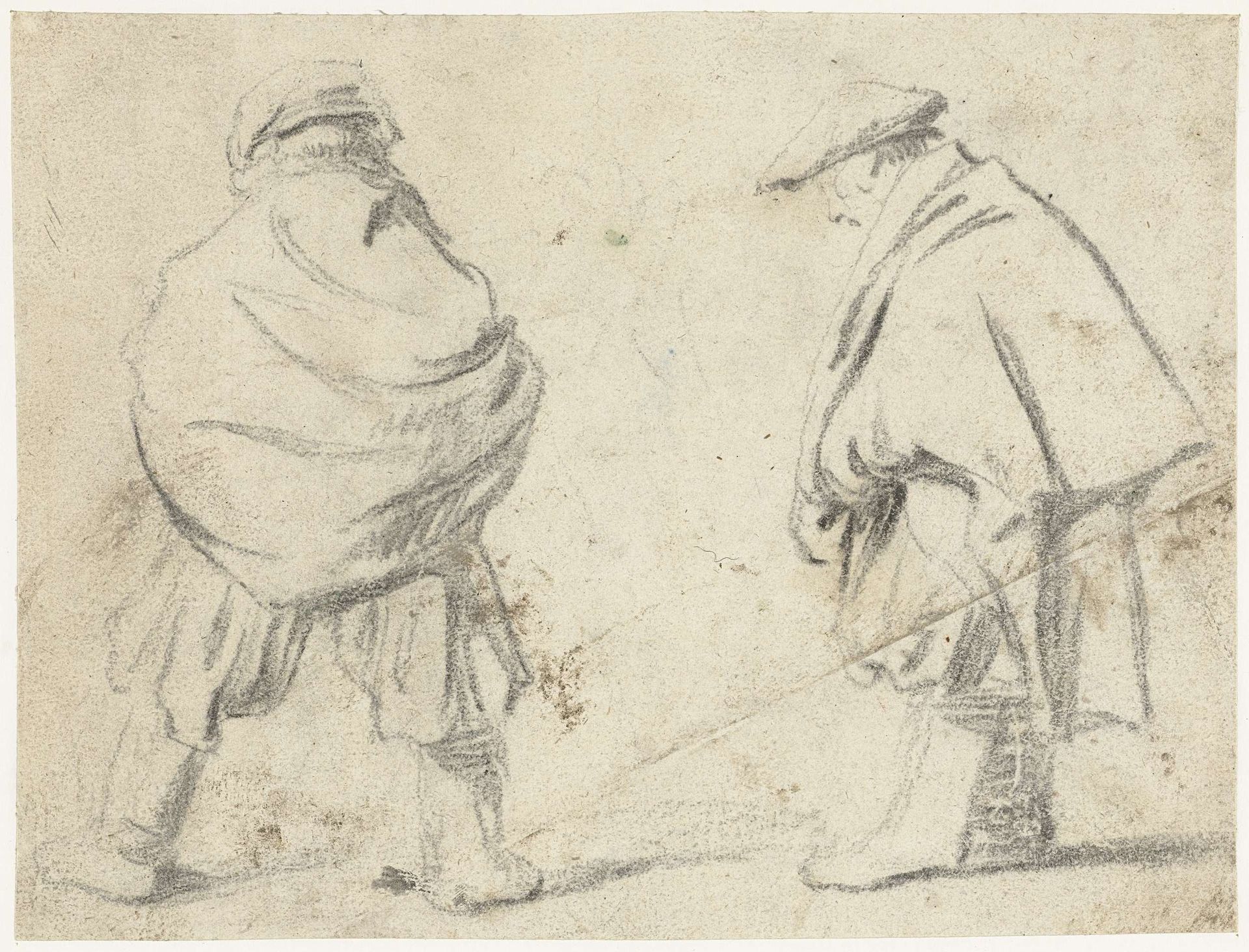 Studieblad van een staande urinerende man, van achteren en van opzij by Gerard ter (II) Borch