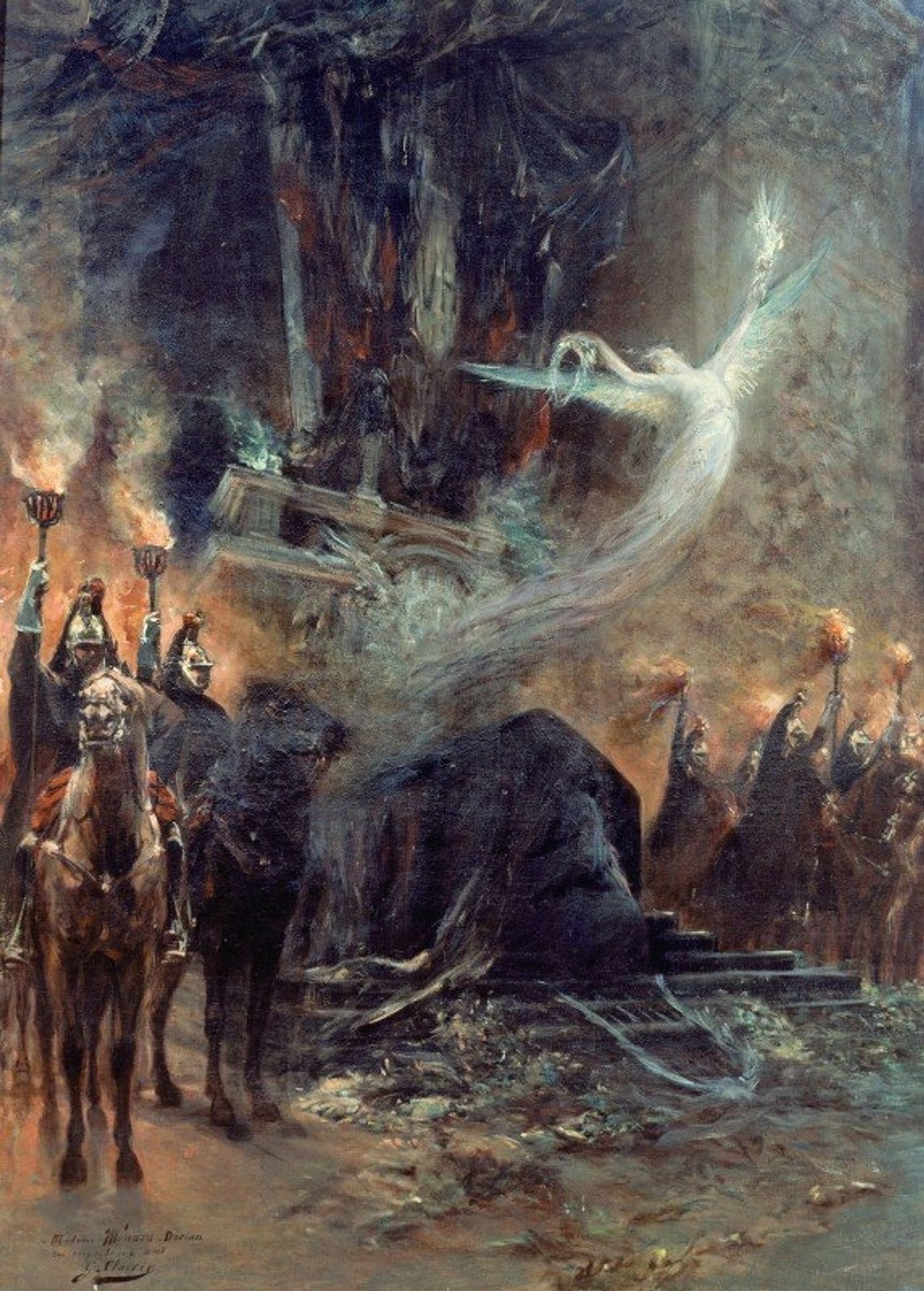 Funérailles de Victor Hugo – la veillée sous l’arc de triomphe by Georges Jules Victor Clairin