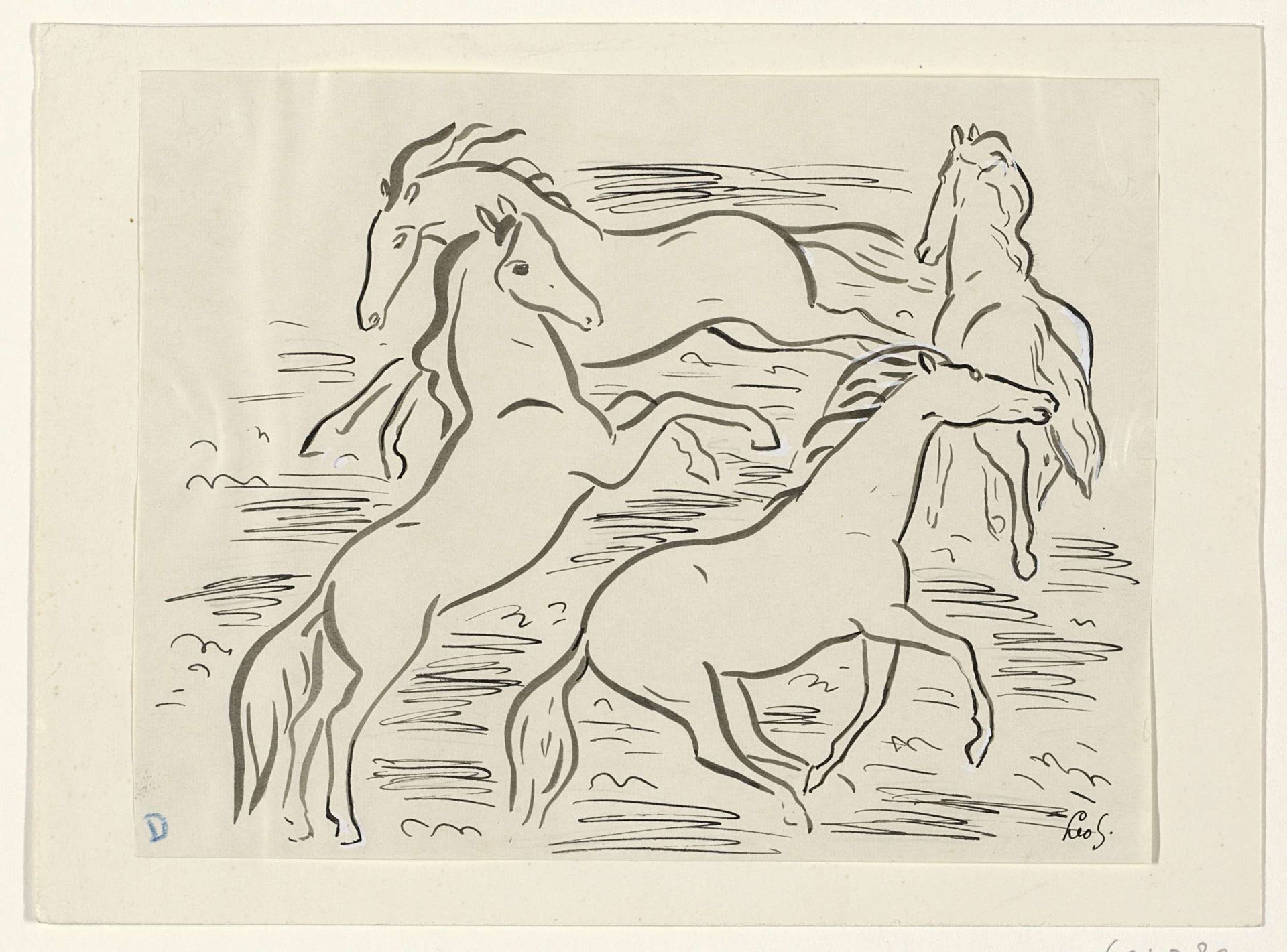 Vier paarden by Leo Gestel