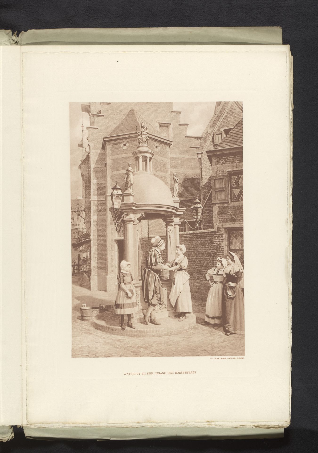 Mensen bij een waterput in Oud-Antwerpen op de Wereldtentoonstelling van 1894 in Antwerpen by Anonymous