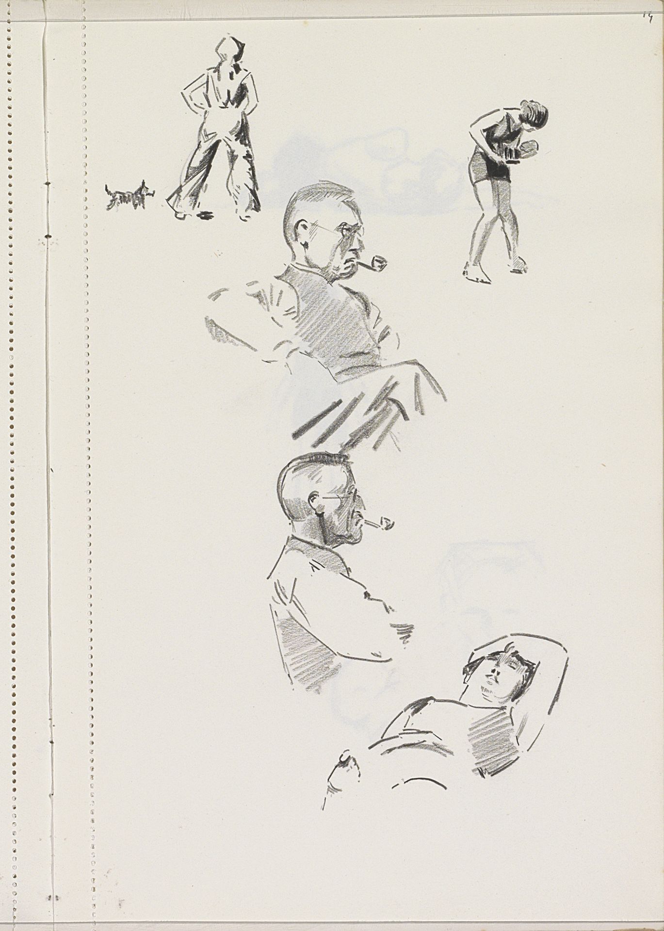 Figuurstudies, onder andere een man met een pijp by Otto Verhagen