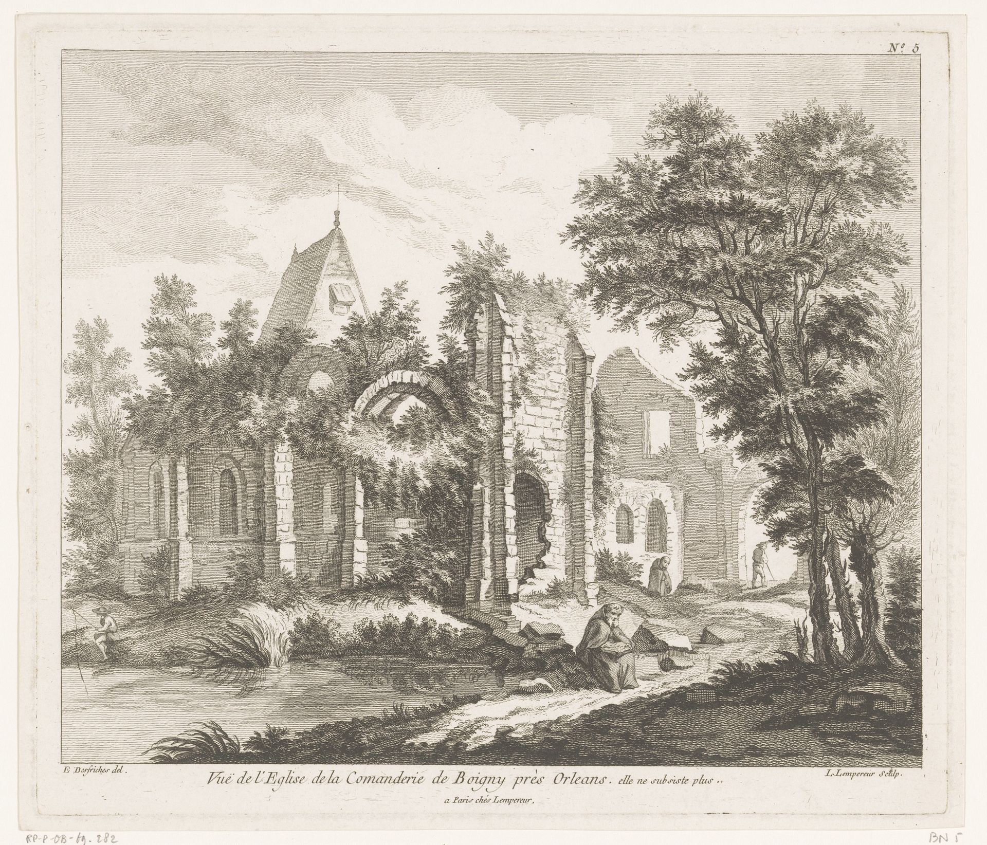 Ruïne van een kerk in de buurt van Orléans by Louis Simon Lempereur