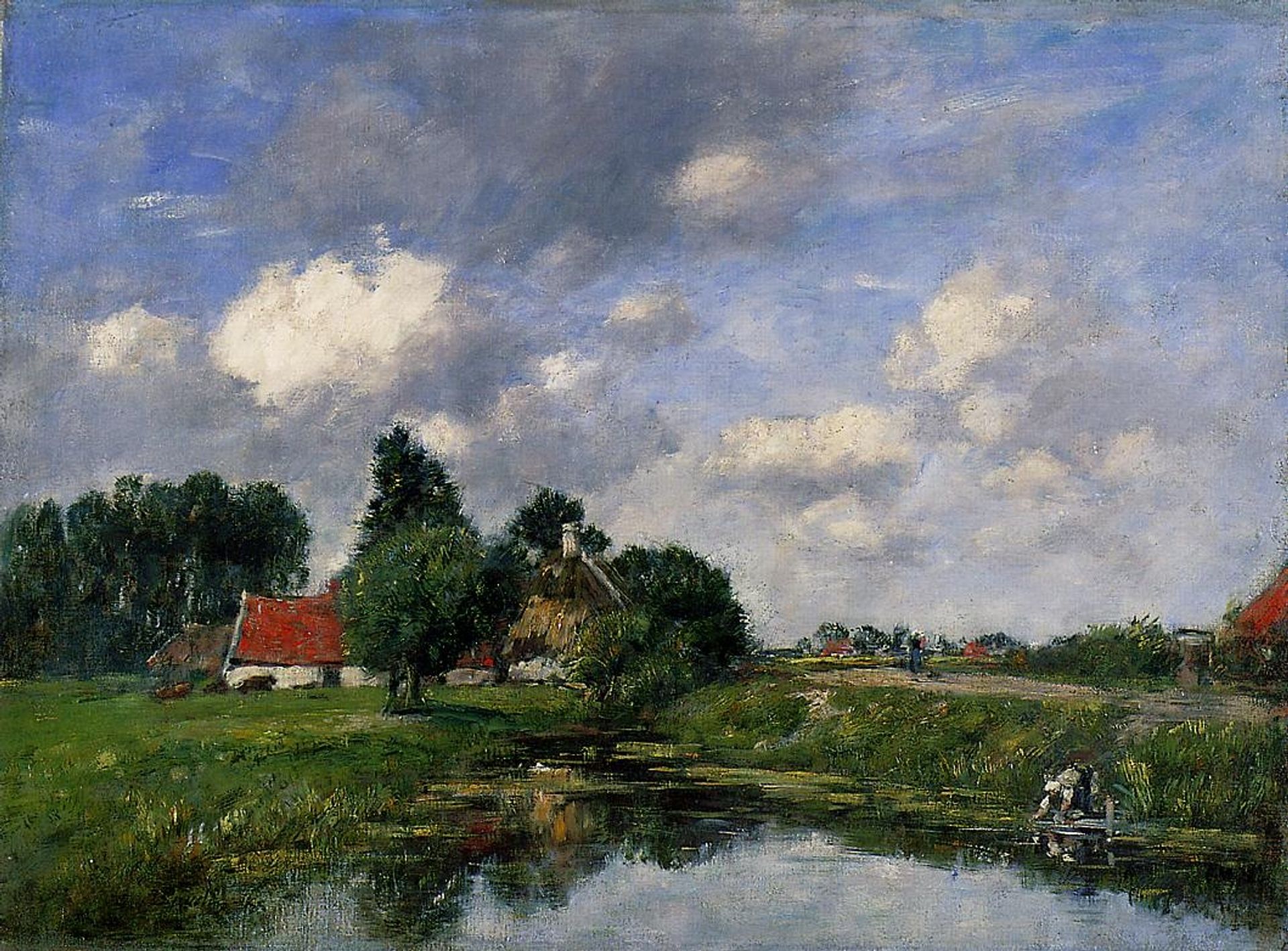 River near Dunkirk by Eugène Boudin