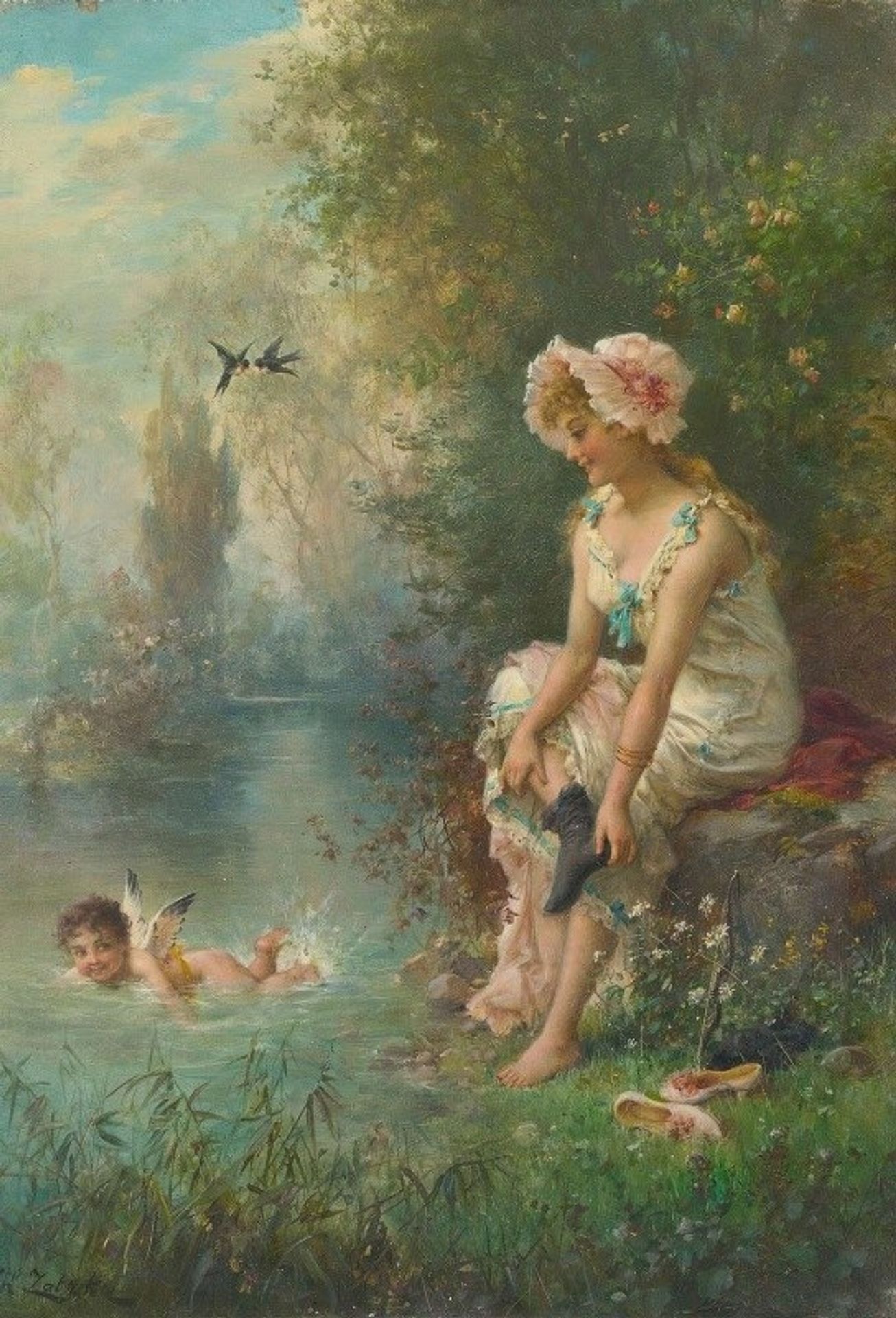 Love By The River’s Edge by Hans Zatzka