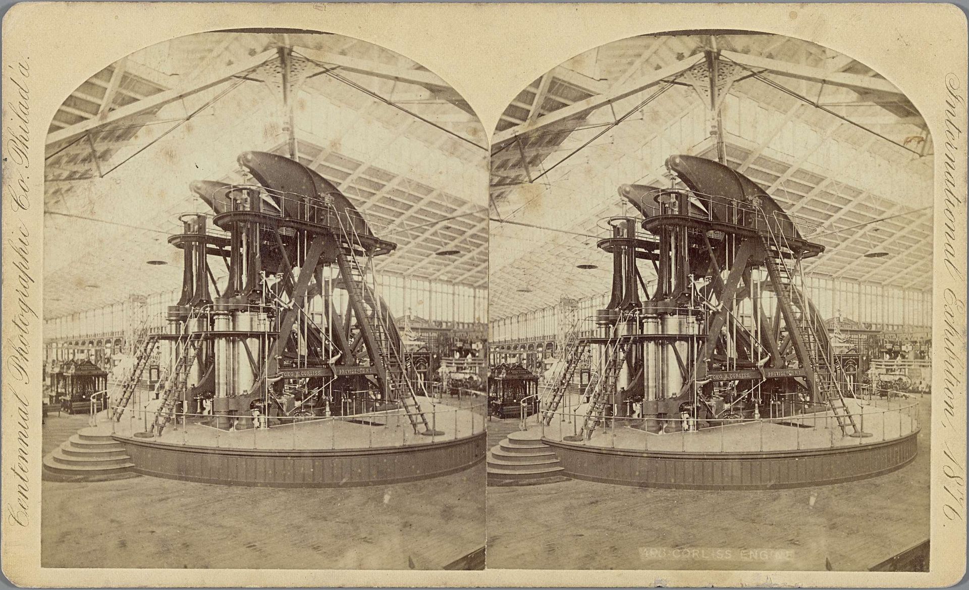 Corliss Centennial Engine (stoommachine) op de Wereldtentoonstelling te Philadelphia in 1876 by Centennial Photographic Company