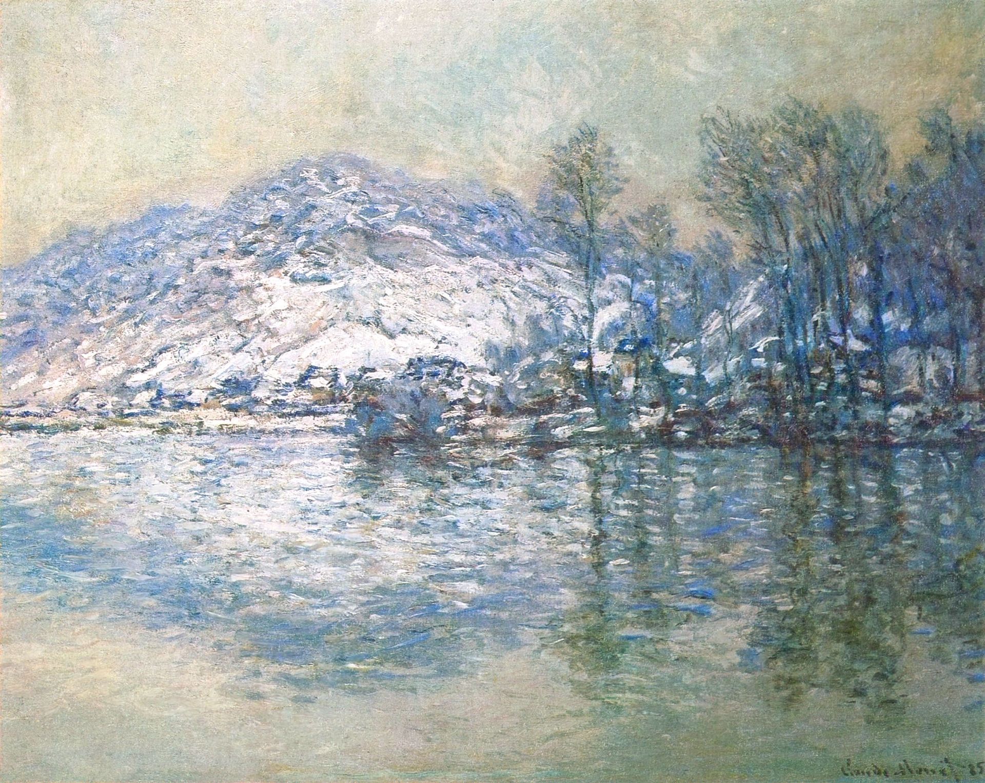 The Seine at Port Villez, Snow Effect by Claude Monet