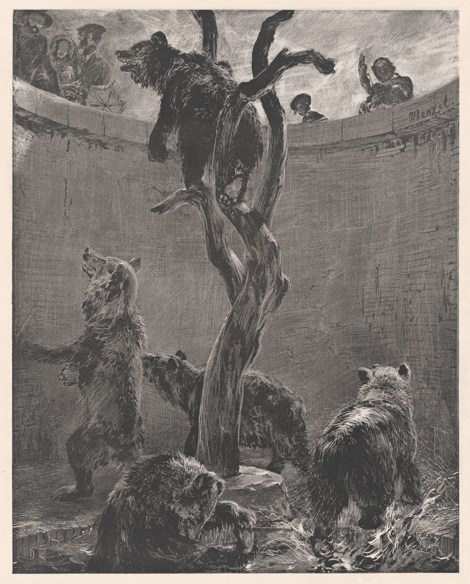 Der Bärenzwinger im zoologischen Garten (The Bear Pit in the Zoological Gardens) by Adolph Menzel