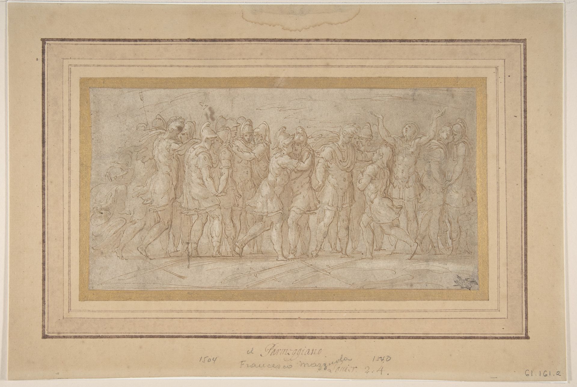 Roman or Greek Warriors Celebrating after a Victory. by Parmigianino