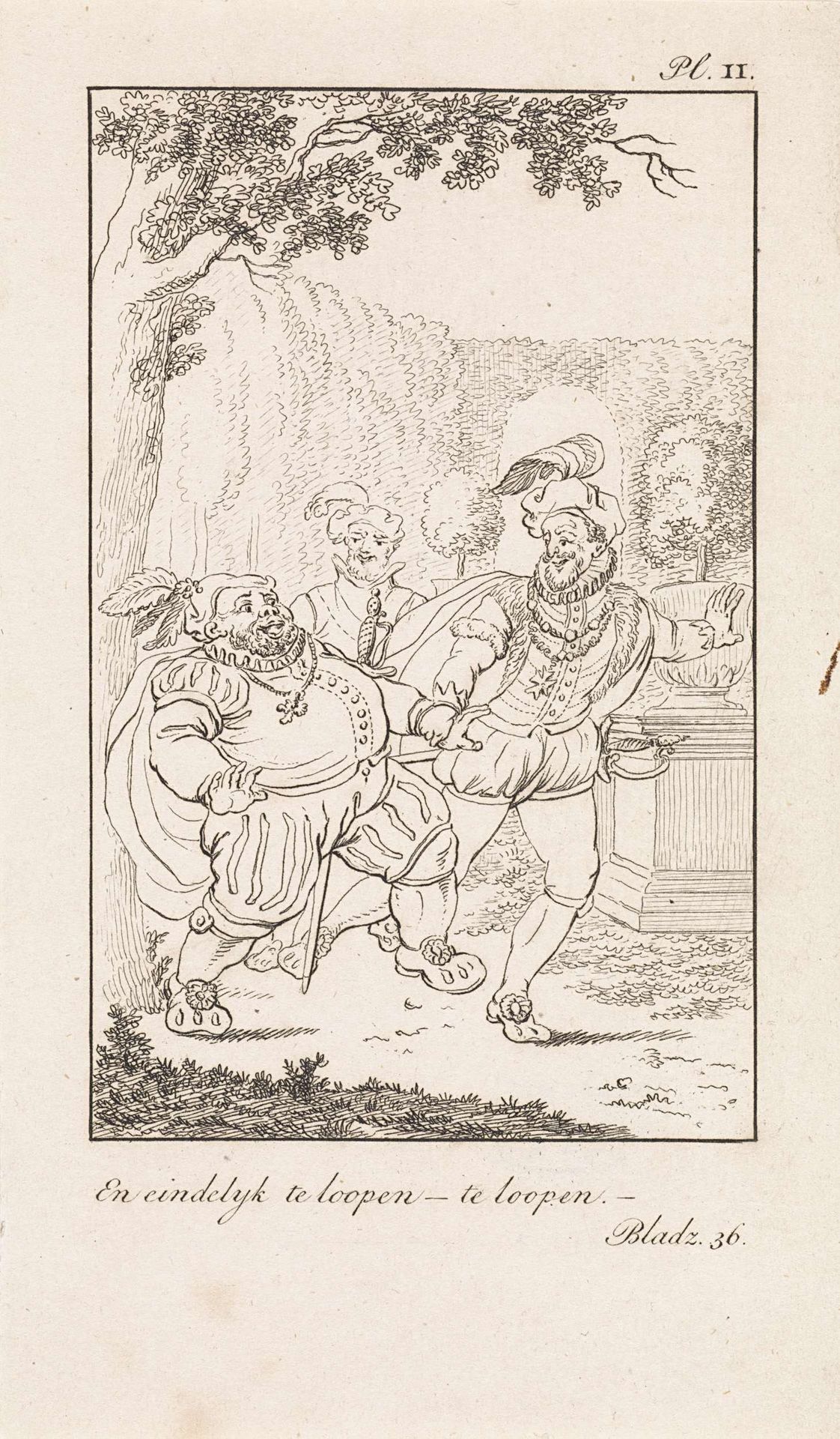 Drie mannen in een tuin by Daniël (I) Veelwaard