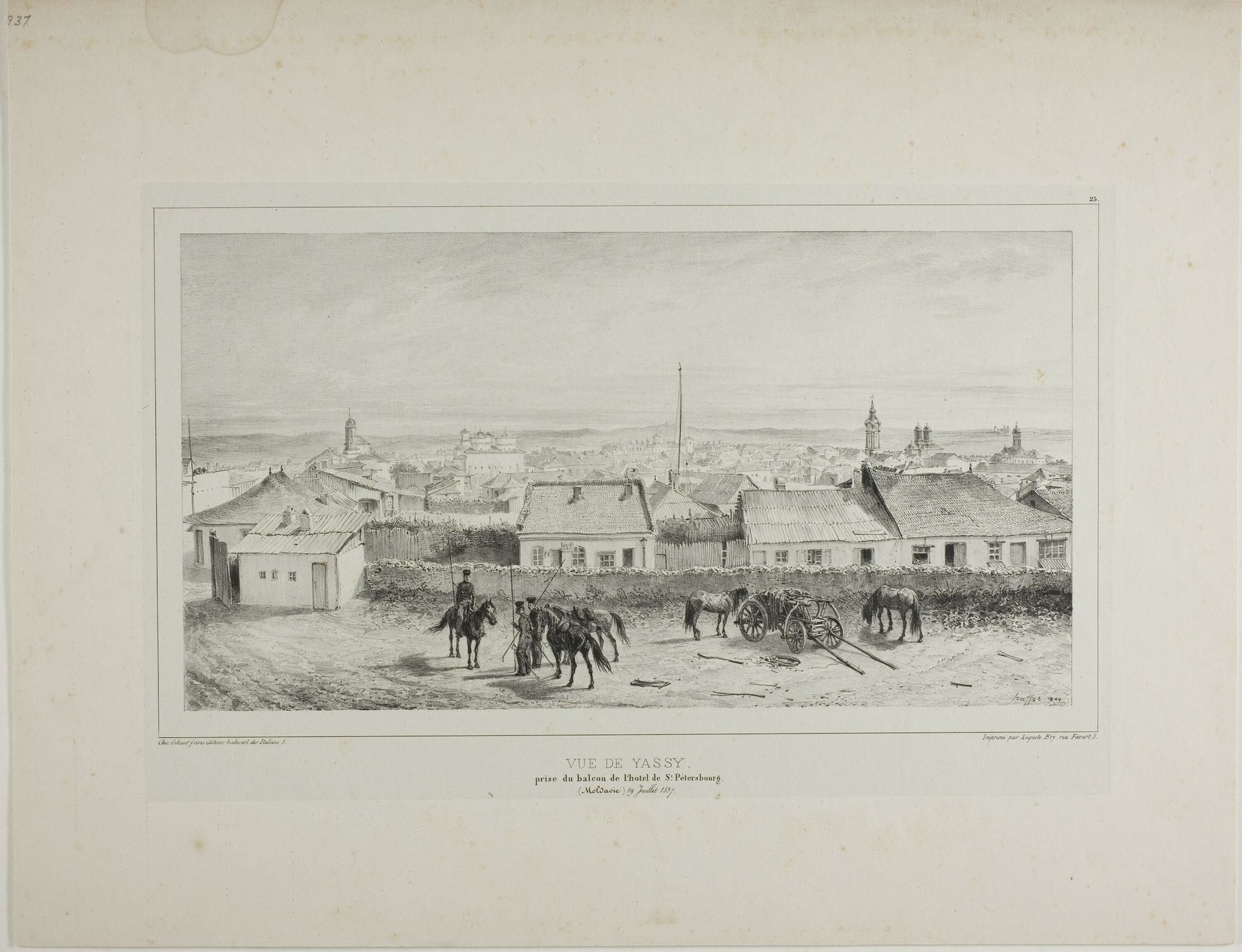 View of Yassy Taken from the Balcony of the St. Petersburg Hotel, Moldavia, July 19, 1837 by Auguste Raffet