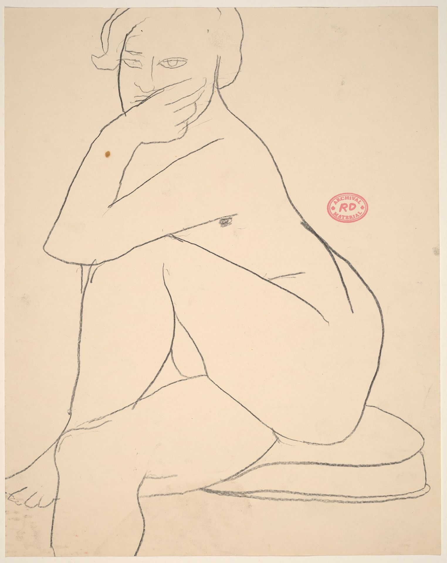 Untitled [seated nude with crossed legs resting her arm on her knee] by Richard Diebenkorn