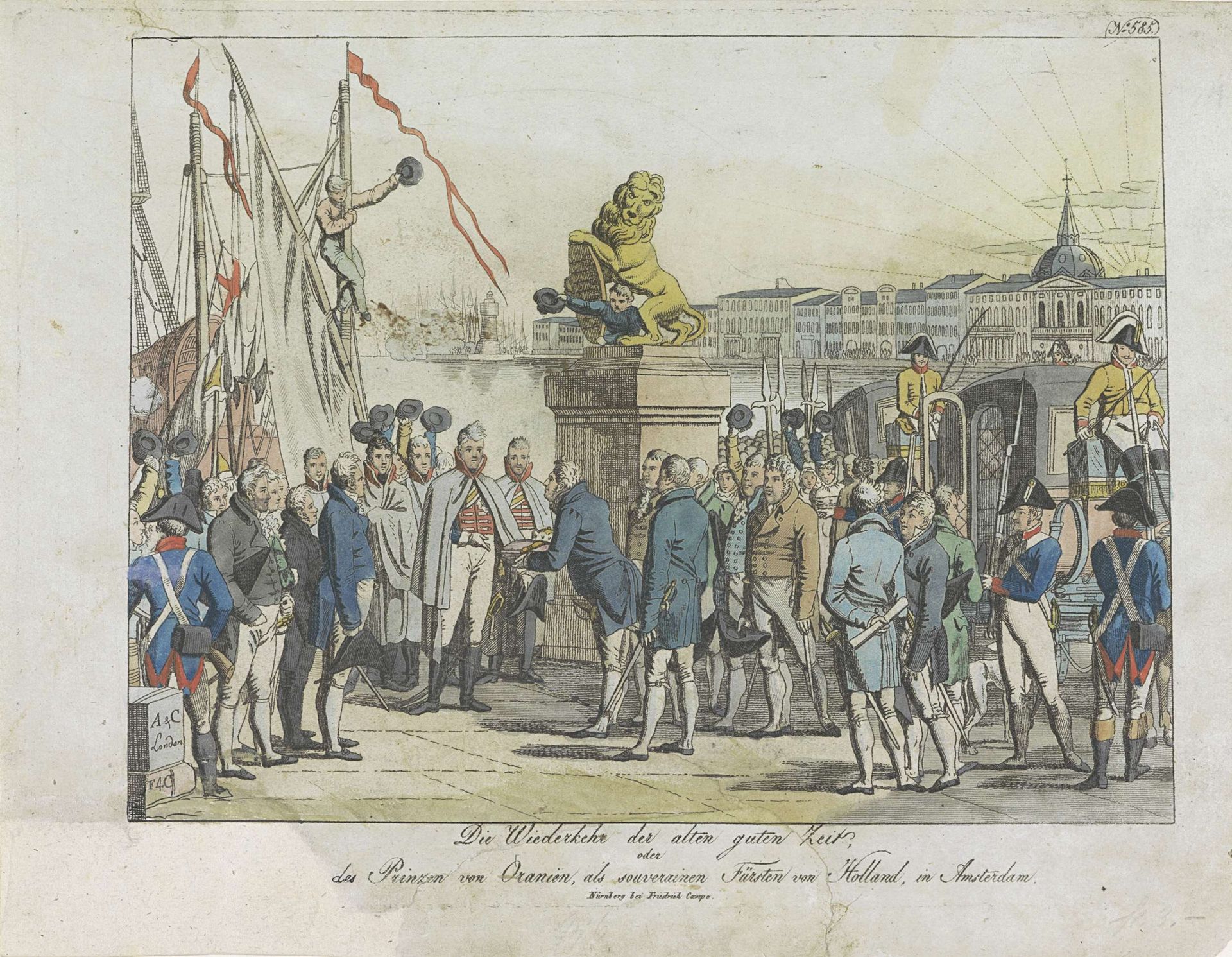 Komst van de Souverein Vorst te Amsterdam, 1813. by Anonymous