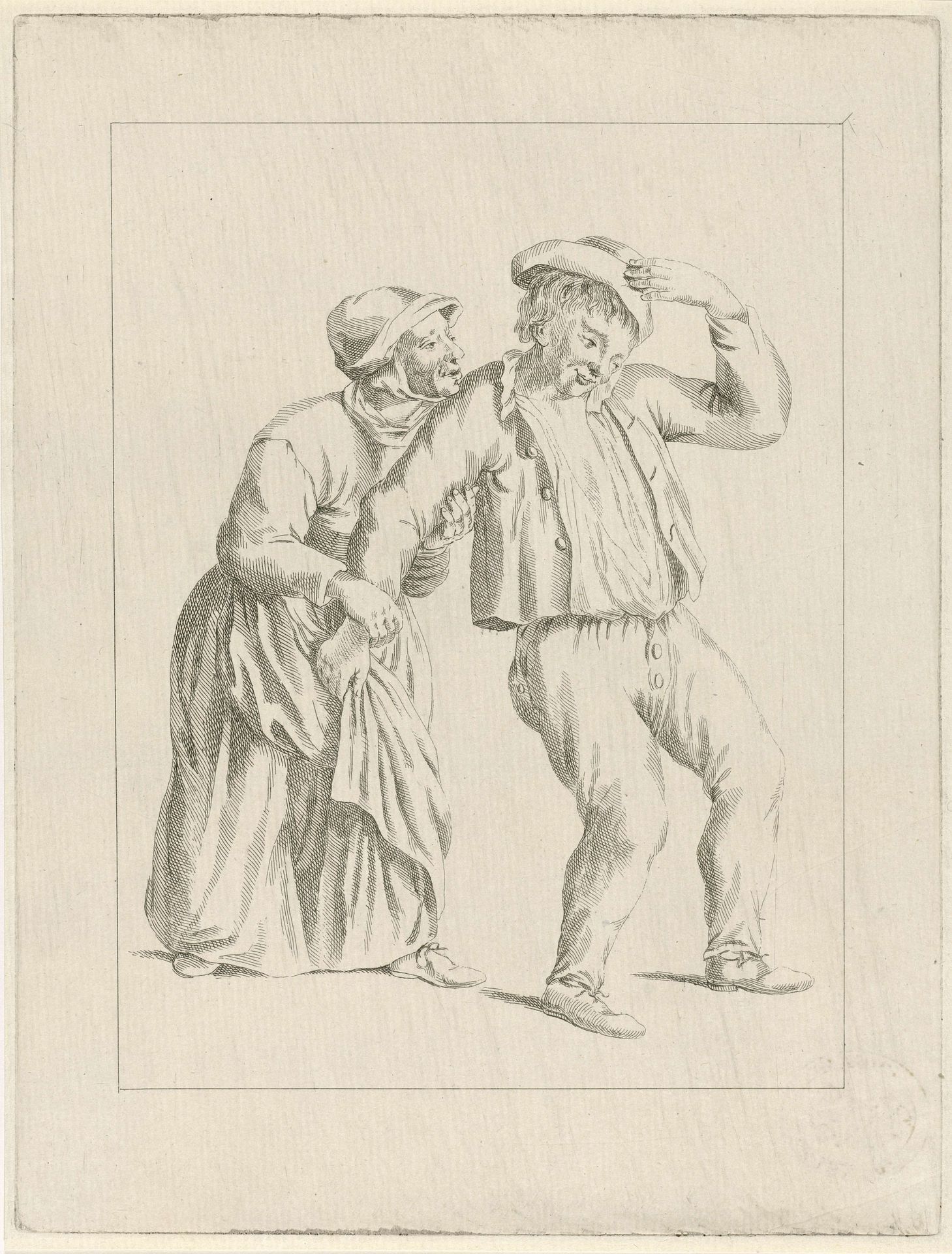 Vrouw met dronken man by Pieter de Mare