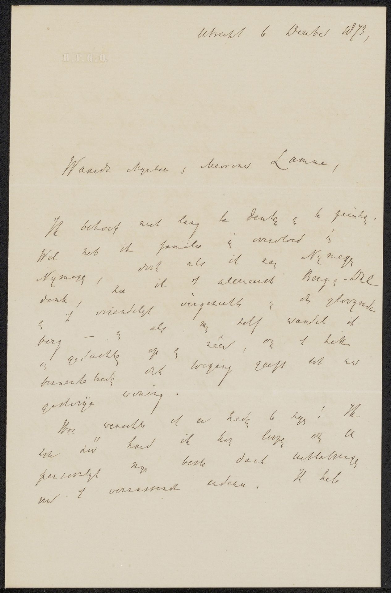 Brief aan Ary Johannes Lamme en Adriana Lamme-van Geller by Hendrick Peter Godfried Quack