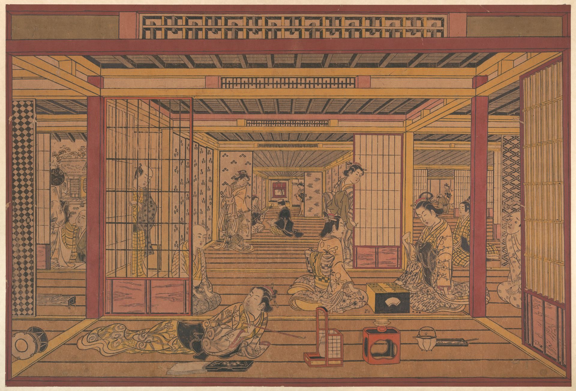 An Interior View in the Yoshiwara by Torii Kiyotada