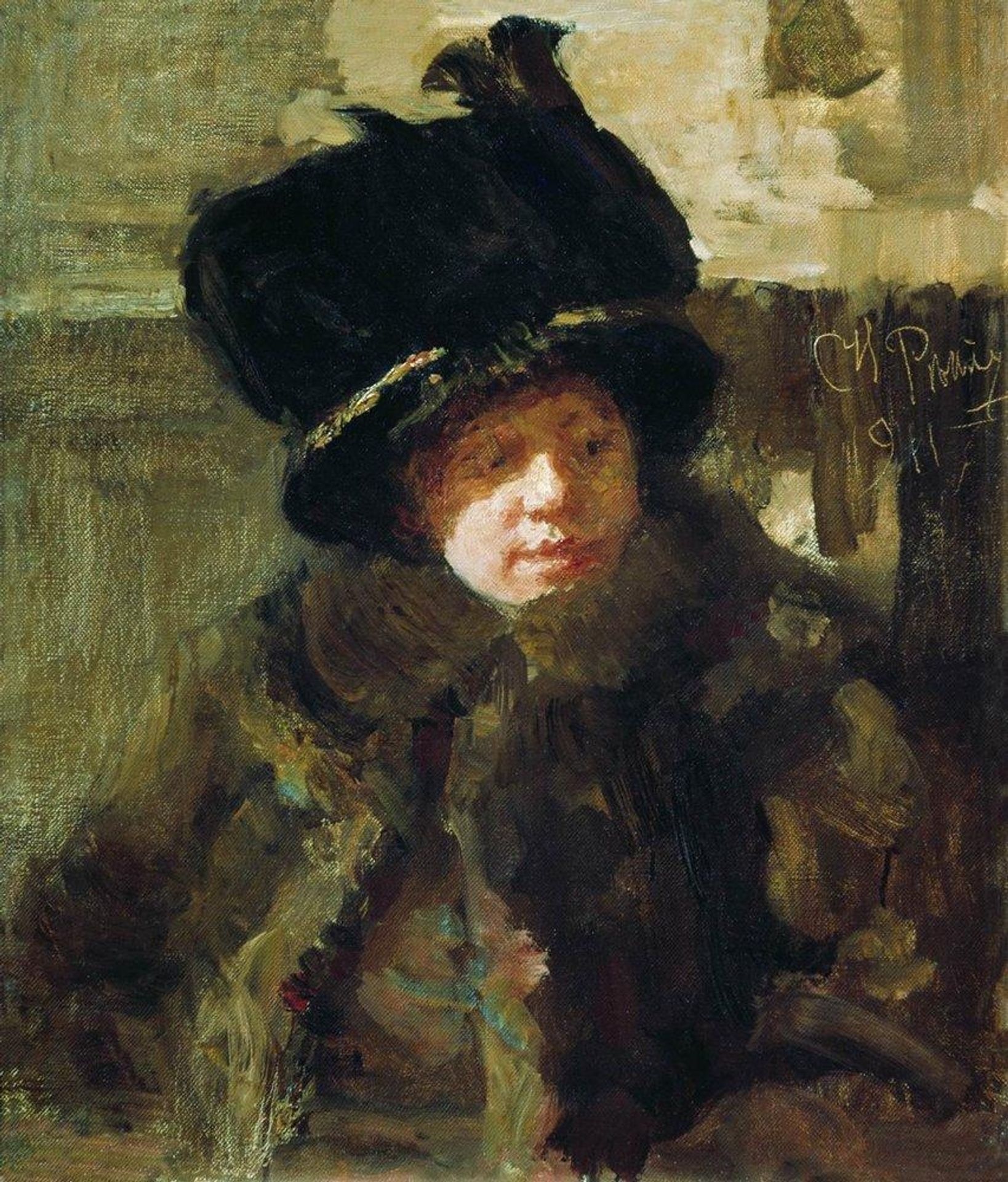 Portrait of the writer N.B. Nordman-Severova, the artist's wife by Ilya Repin