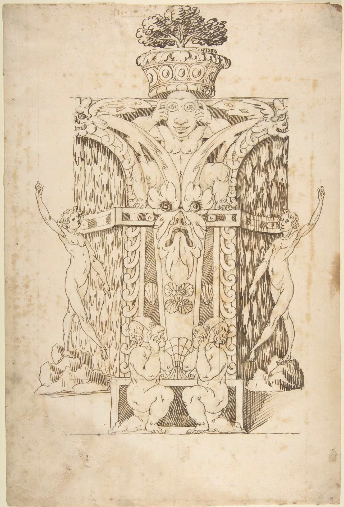 Design for a Wall Fountain by Anonymous
