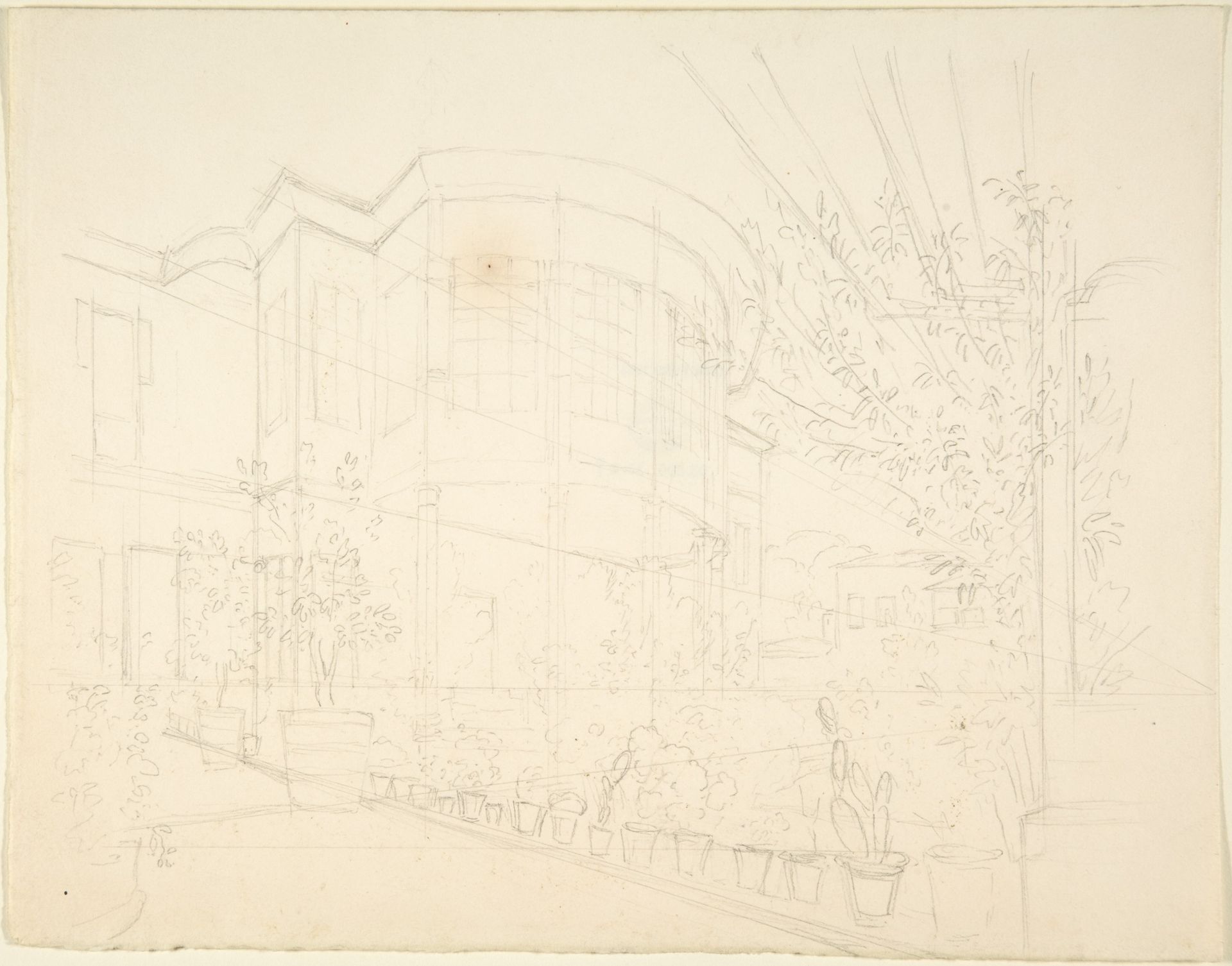 Sketch of Building and Garden by Franz von Hauslab the Younger