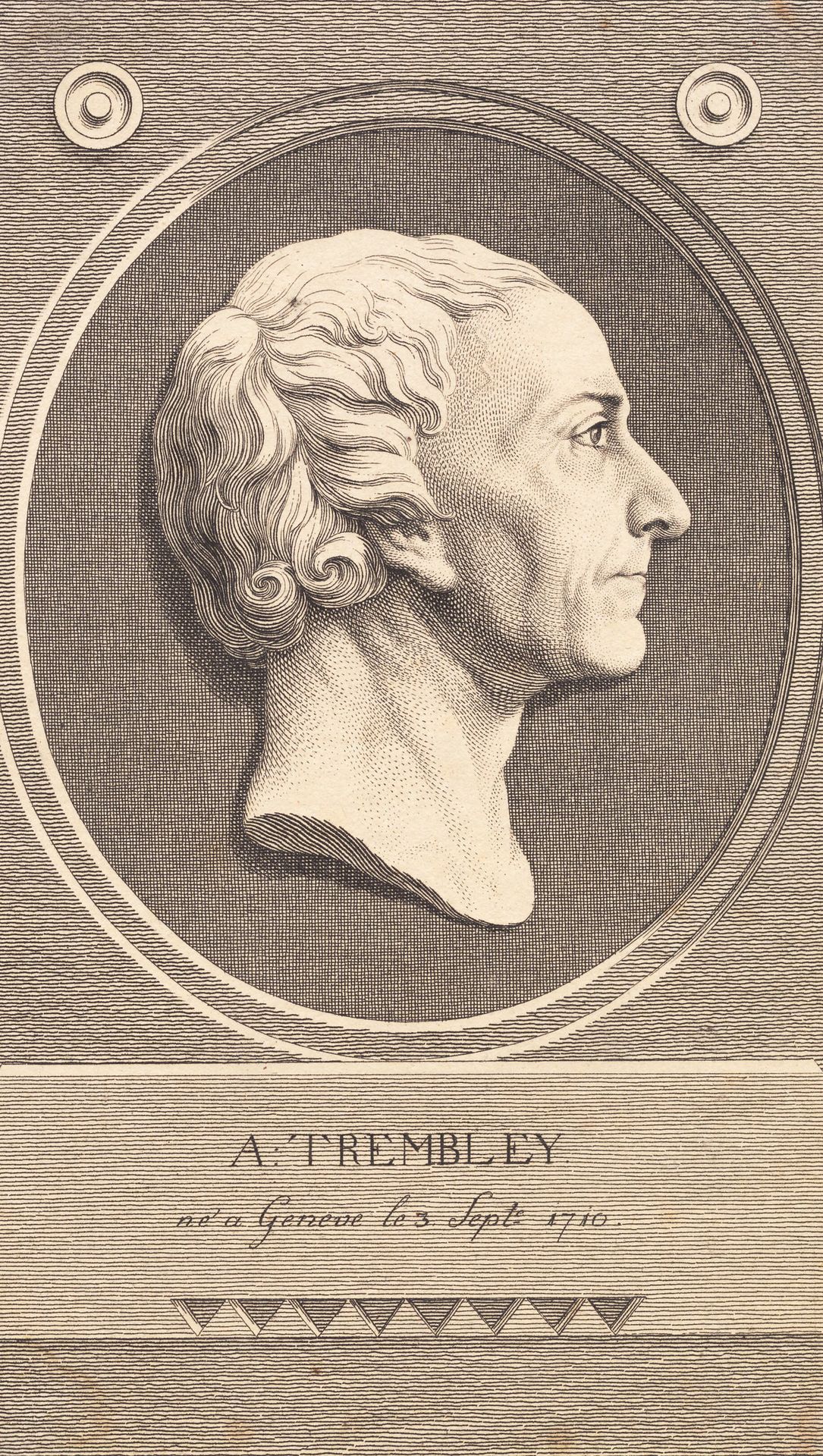 Reliefmedaillon med portræt af zoologen Abraham Trembley by J.F. Clemens