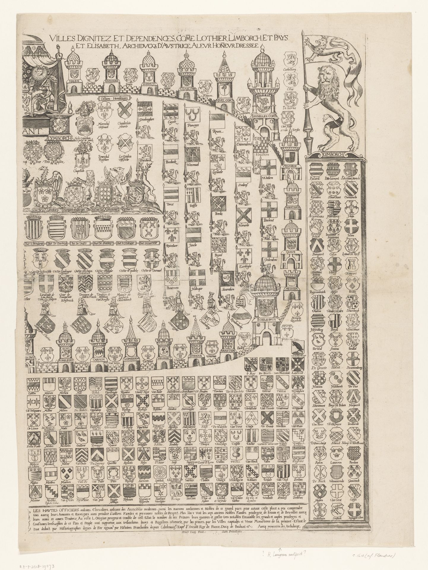 Wapenkaart van het hertogdom Brabant (rechter blad) by Henry Lutg.