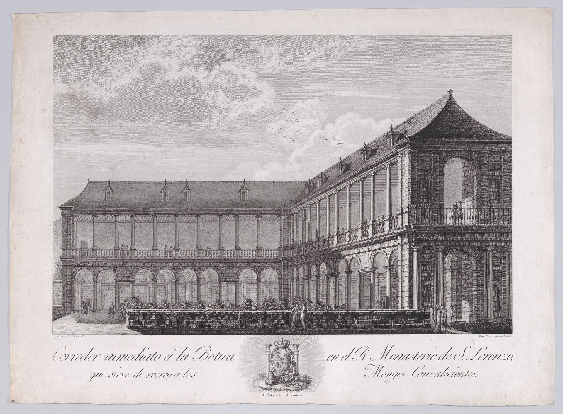 View of an interior corridor of the monastery of El Escorial, from a series of Views of El Escorial by Tomás López Enguidanos