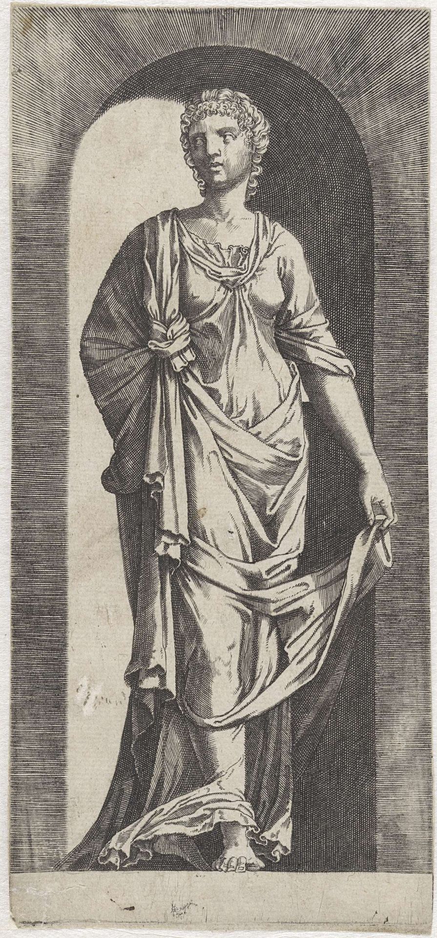 Sibille met een draperie in haar linkerhand by Lambertus Suavius