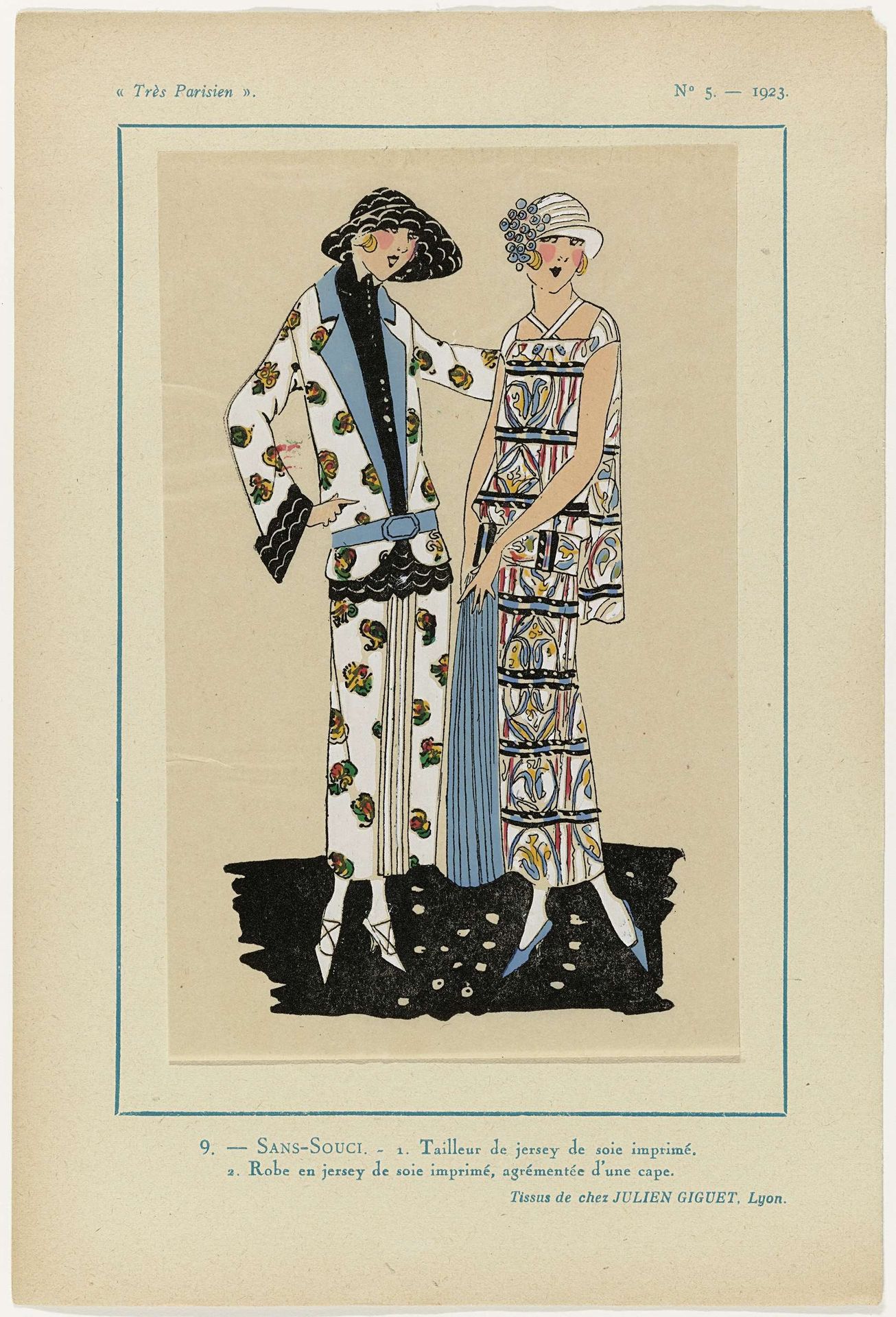 Très Parisien, 1923, No 5: 9.- SANS-SOUCI. 1. Tailleur de jersey... by Anonymous