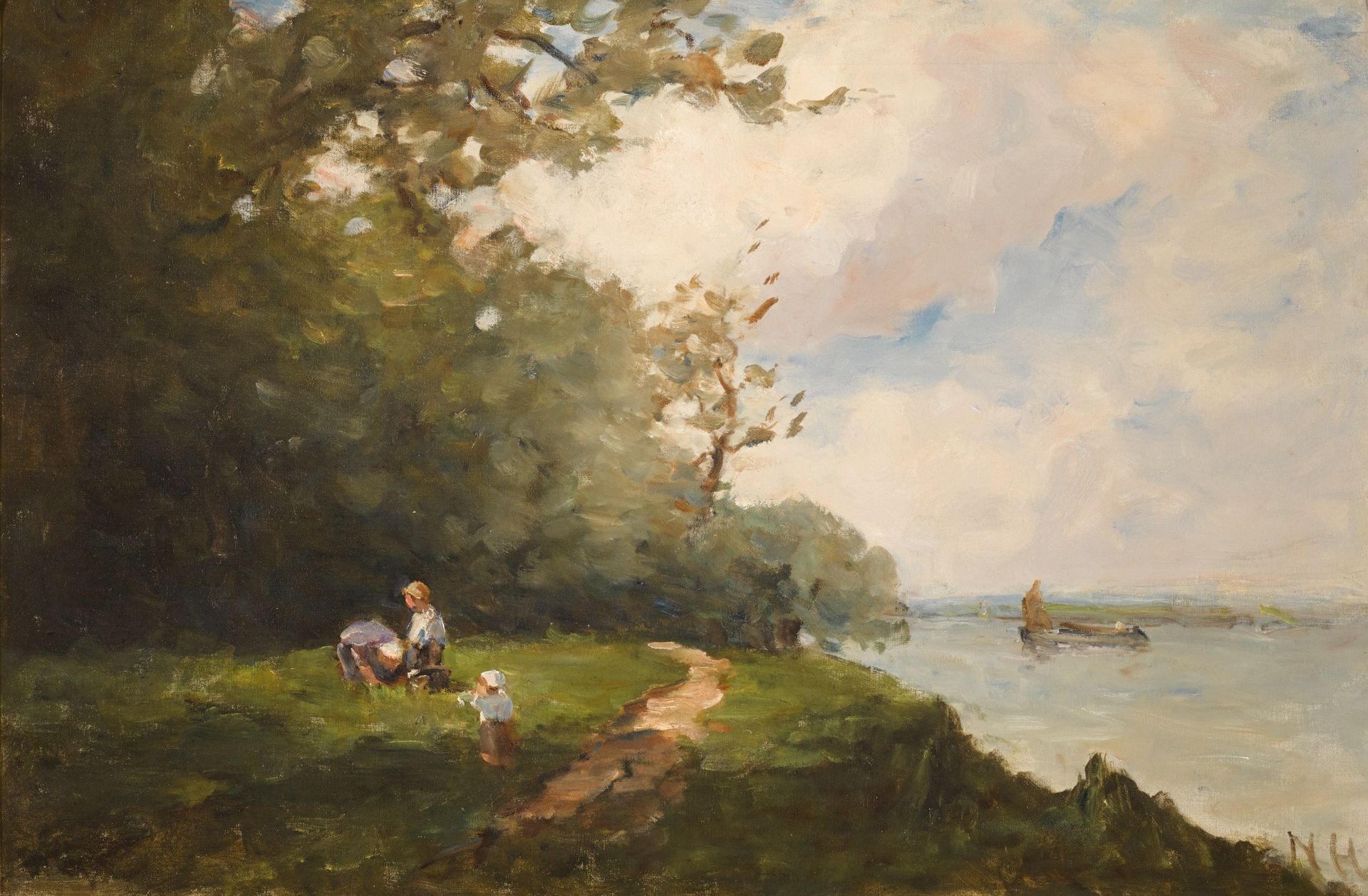 ON THE BANKS OF THE SEINE by Nathaniel Hone the Younger