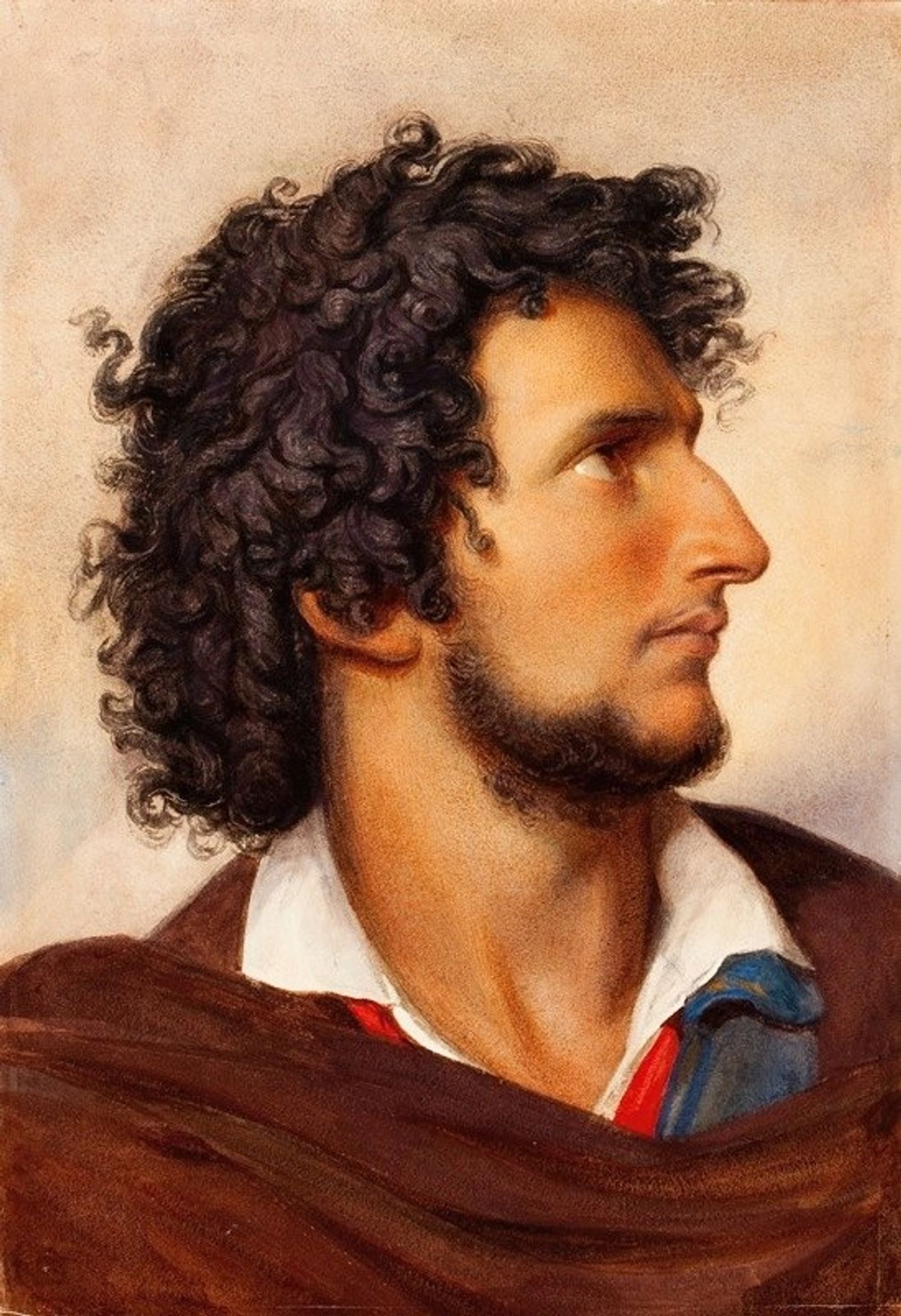 Head of a Young Bearded Venetian Man in Profile by Friedrich von Amerling